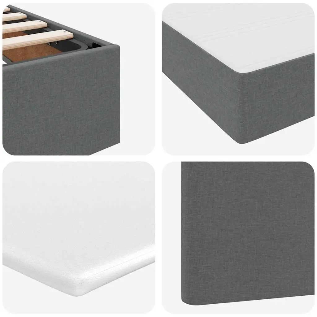 Storage Bed Metal Frame Grey 153 x 203 cm Hydraulic Lift with Headboard