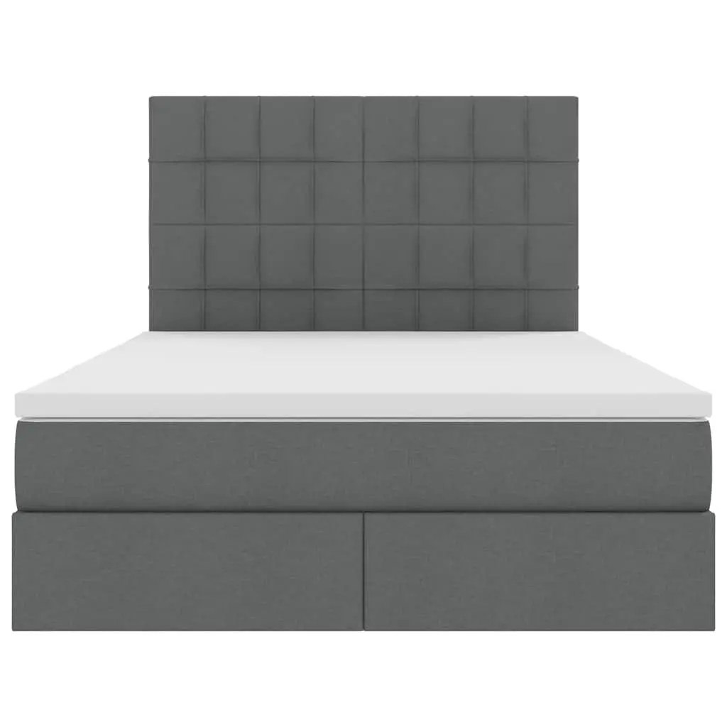 Storage Bed Hydraulic Lift Grey 153 x 203 cm Metal Frame