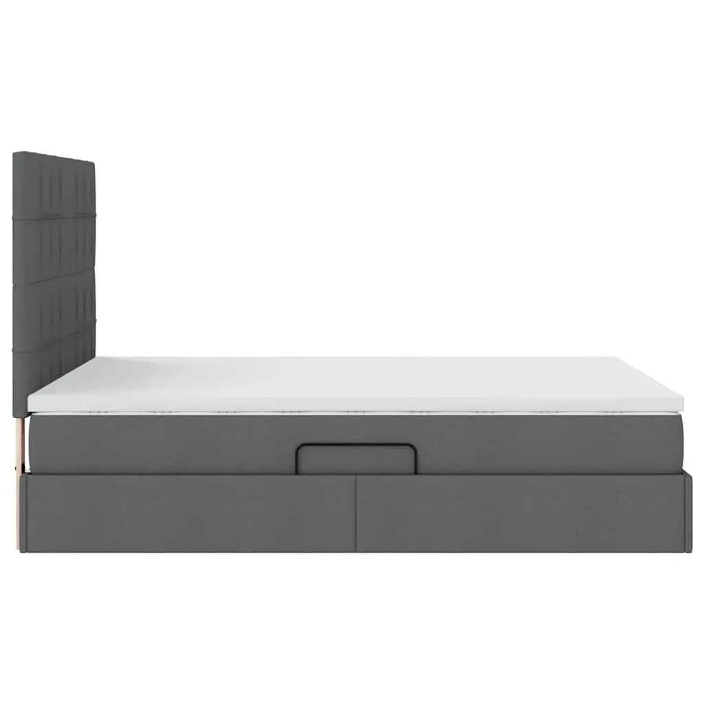 Storage Bed Hydraulic Lift Grey 153 x 203 cm Metal Frame
