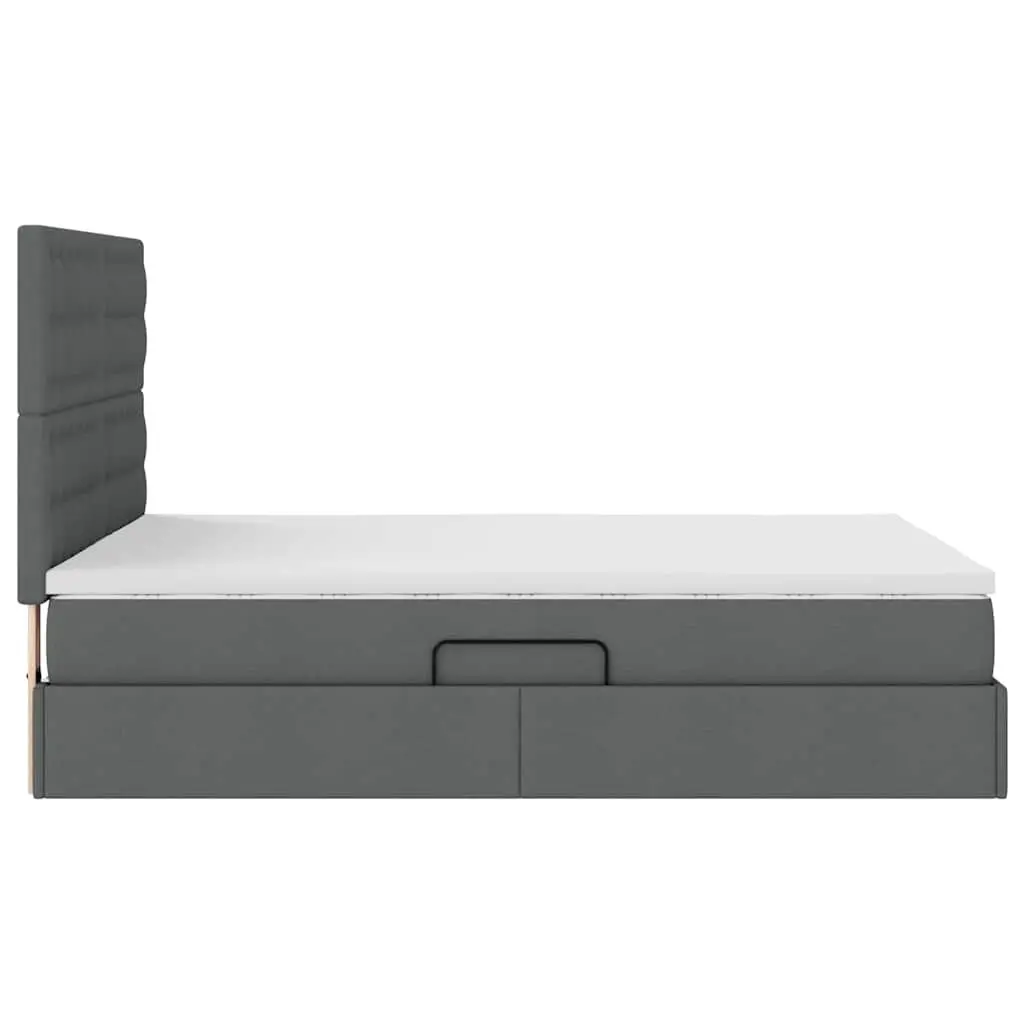 Hydraulic Lift Storage Bed Grey Metal Frame 153x203cm with Headboard and Under-Bed Compartment for Maximizing Bedroom Space