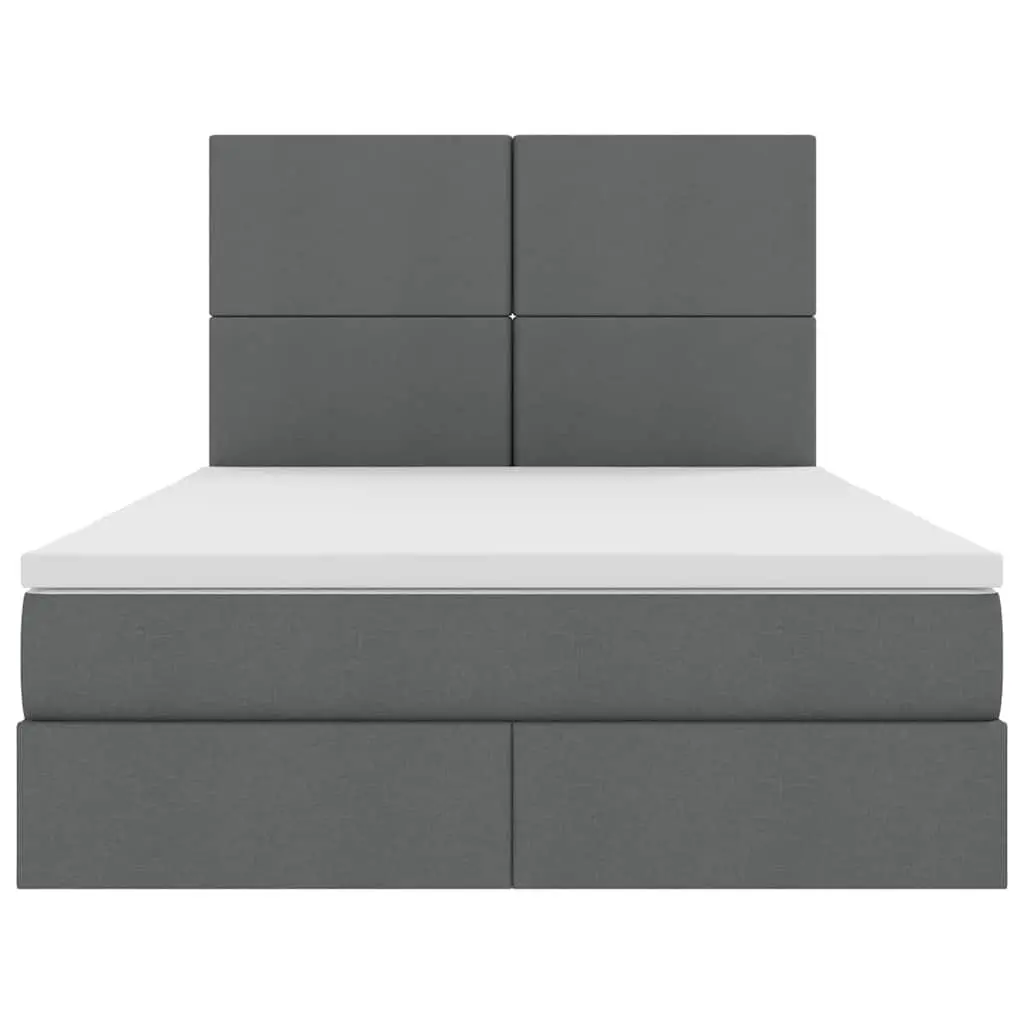 LED Storage Bed with Mattress Dark Grey 152 x 203 cm Modern Bedroom Furniture