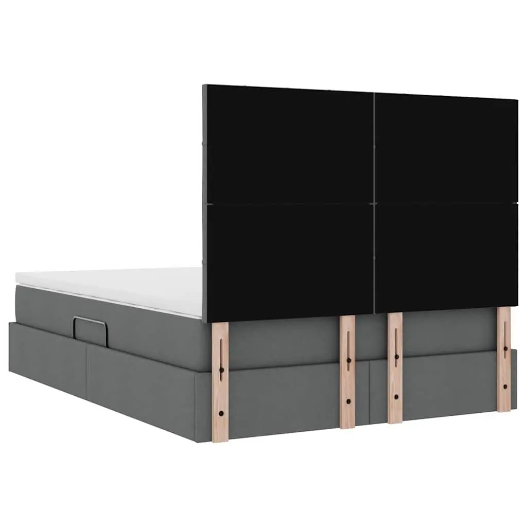 LED Storage Bed with Mattress Dark Grey 152 x 203 cm Upholstered Frame Bedroom
