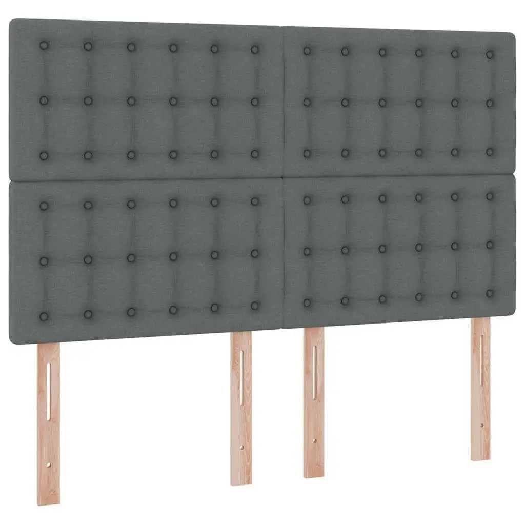 LED Storage Bed with Mattress Dark Grey Queen Size Upholstered Headboard