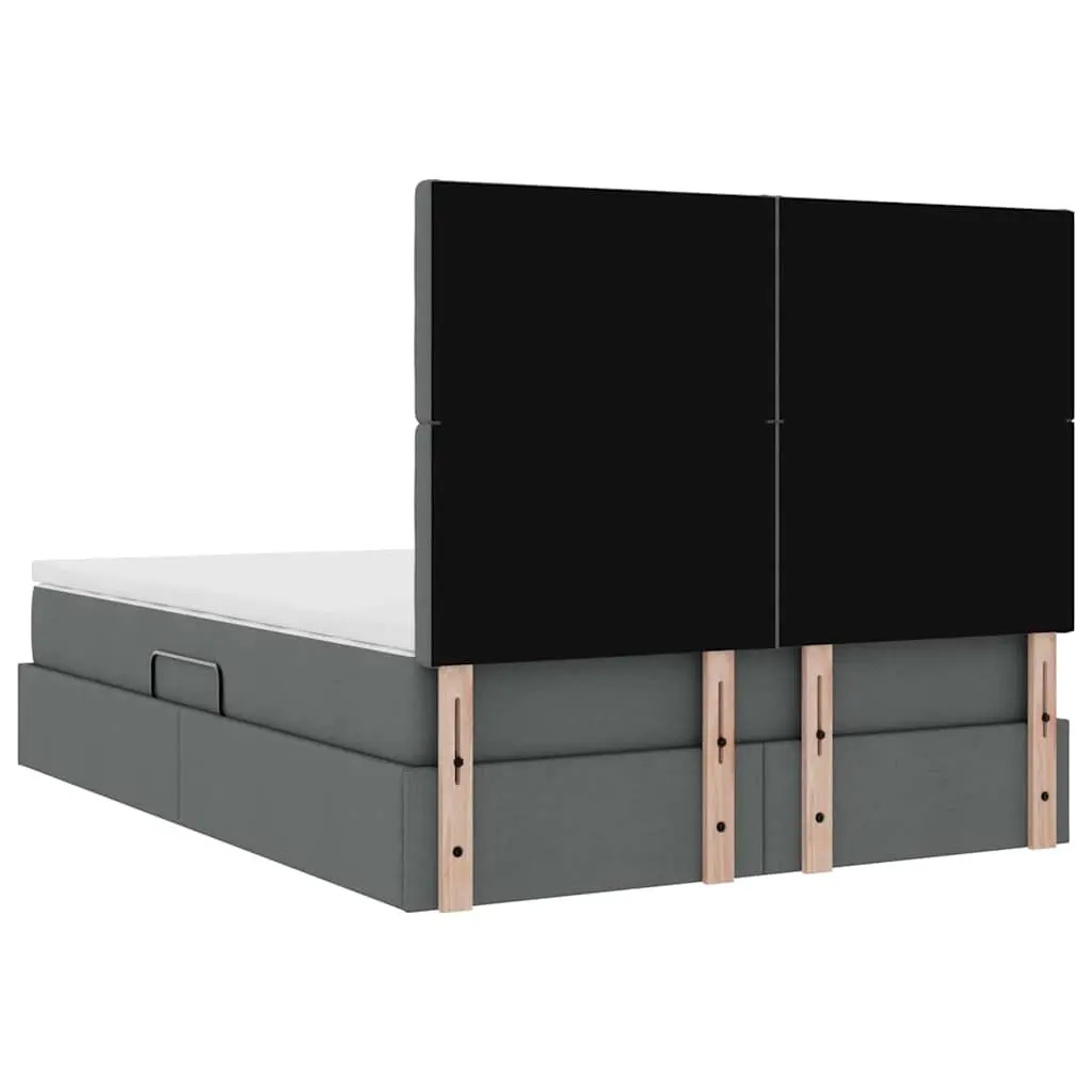 LED Storage Bed with Mattress Dark Grey Queen Size Upholstered Headboard