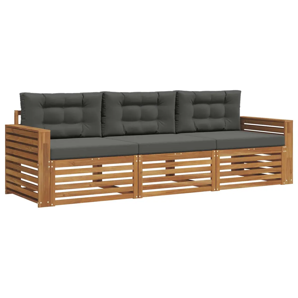 Outdoor Sofa Set 3 Piece Modular Garden Furniture Natural Anthracite Acacia Wood