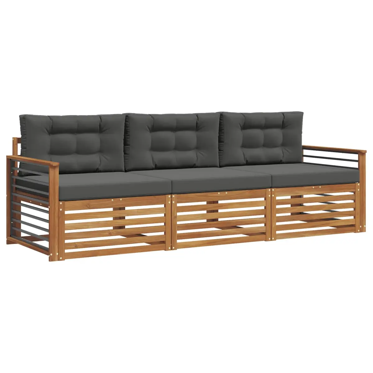 Outdoor Sofa Set 3 Piece Garden Furniture Natural Anthracite Acacia Wood
