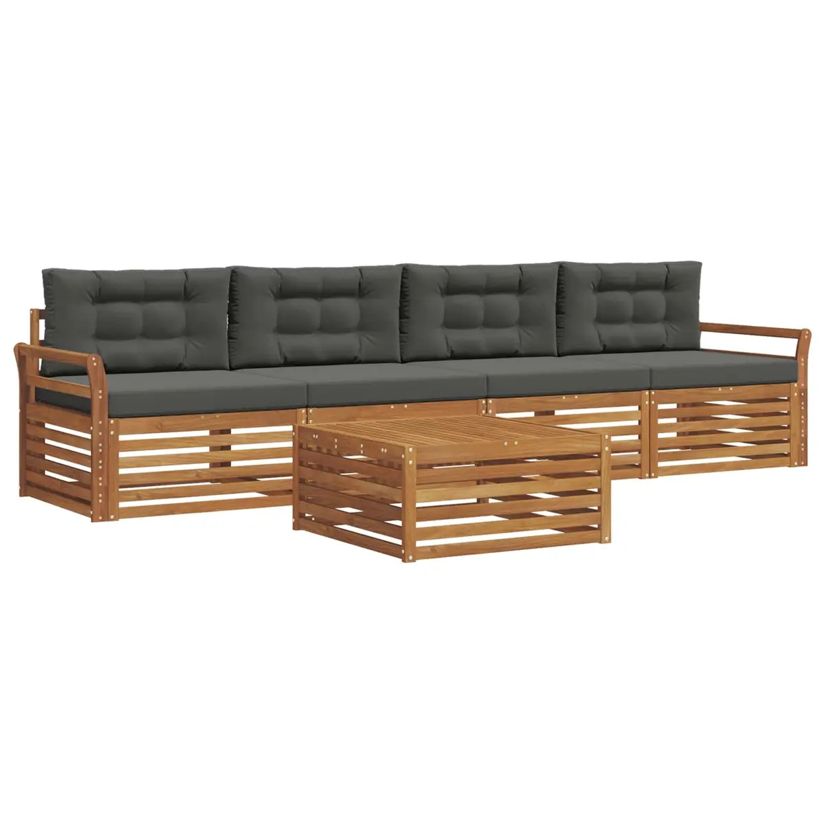 Outdoor Sofa Set 5 Piece Garden Furniture Armchair Cushion Natural Anthracite