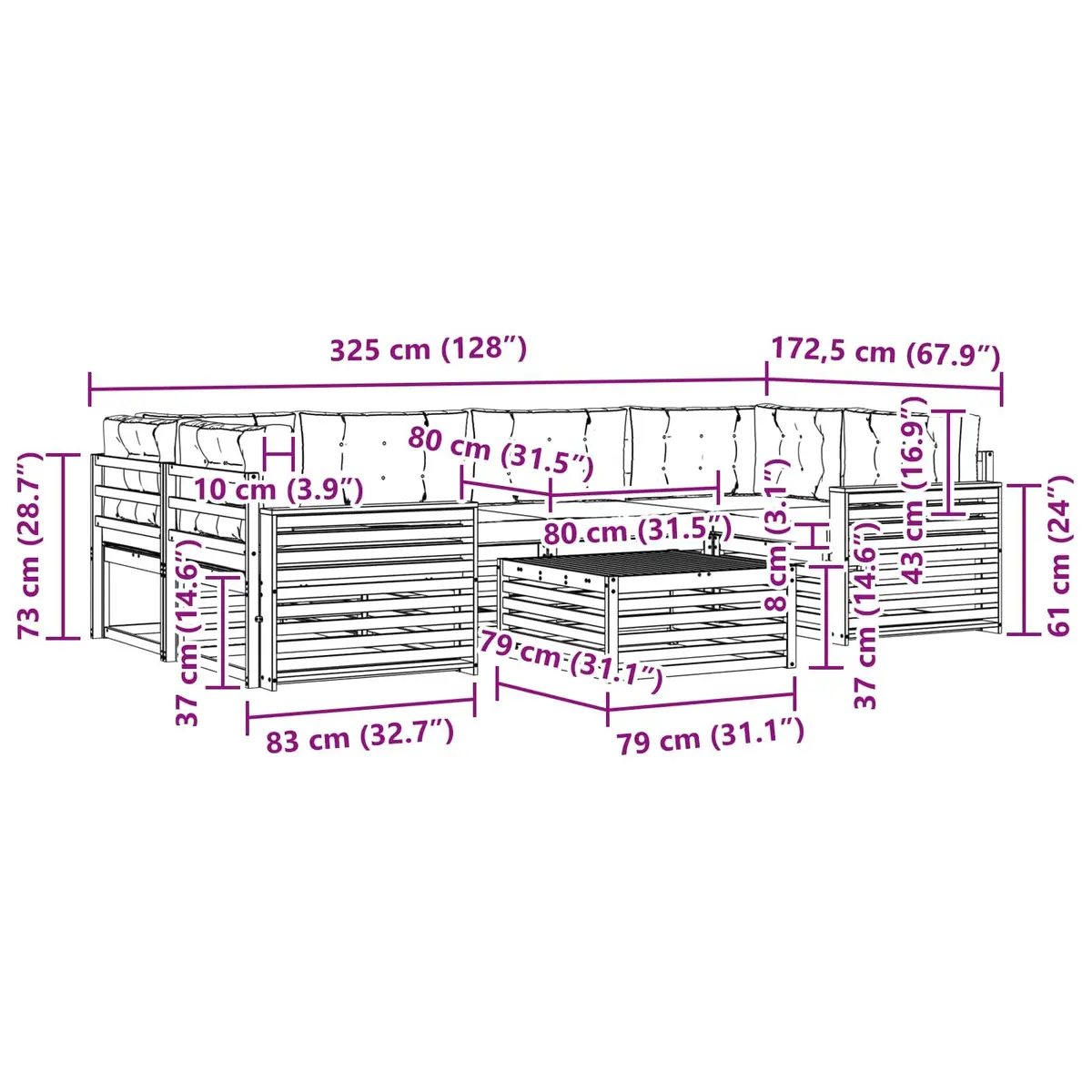 7-Piece Outdoor Sofa Set for Home Use