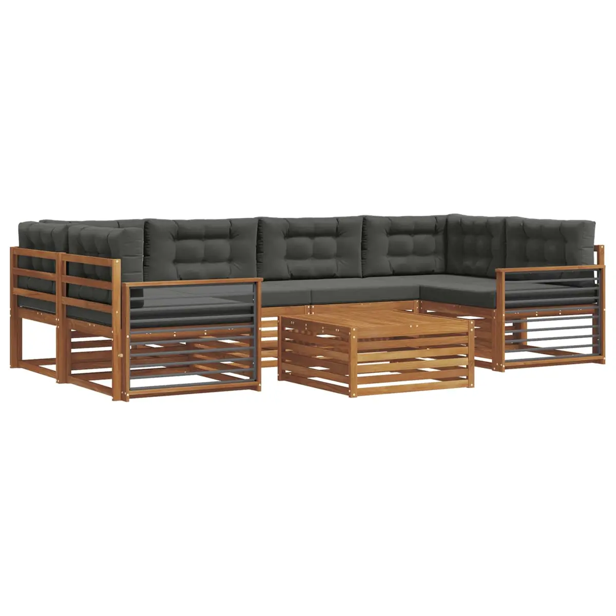 Outdoor Sofa Set 7 Piece Garden Furniture Natural Anthracite Cushions Patio