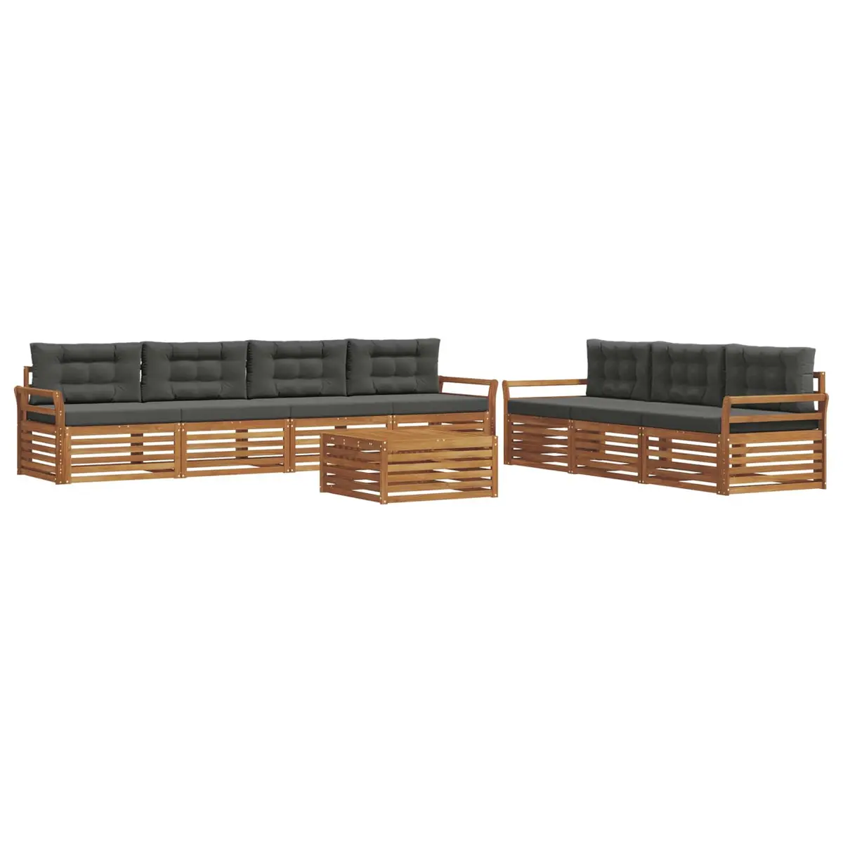 Outdoor Sofa Set 8 Pieces Natural Anthracite Garden Furniture Modular Patio