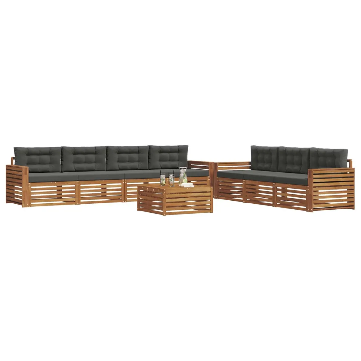 Outdoor Sofa Set 8 Pieces Natural Anthracite Garden Furniture Modular Design