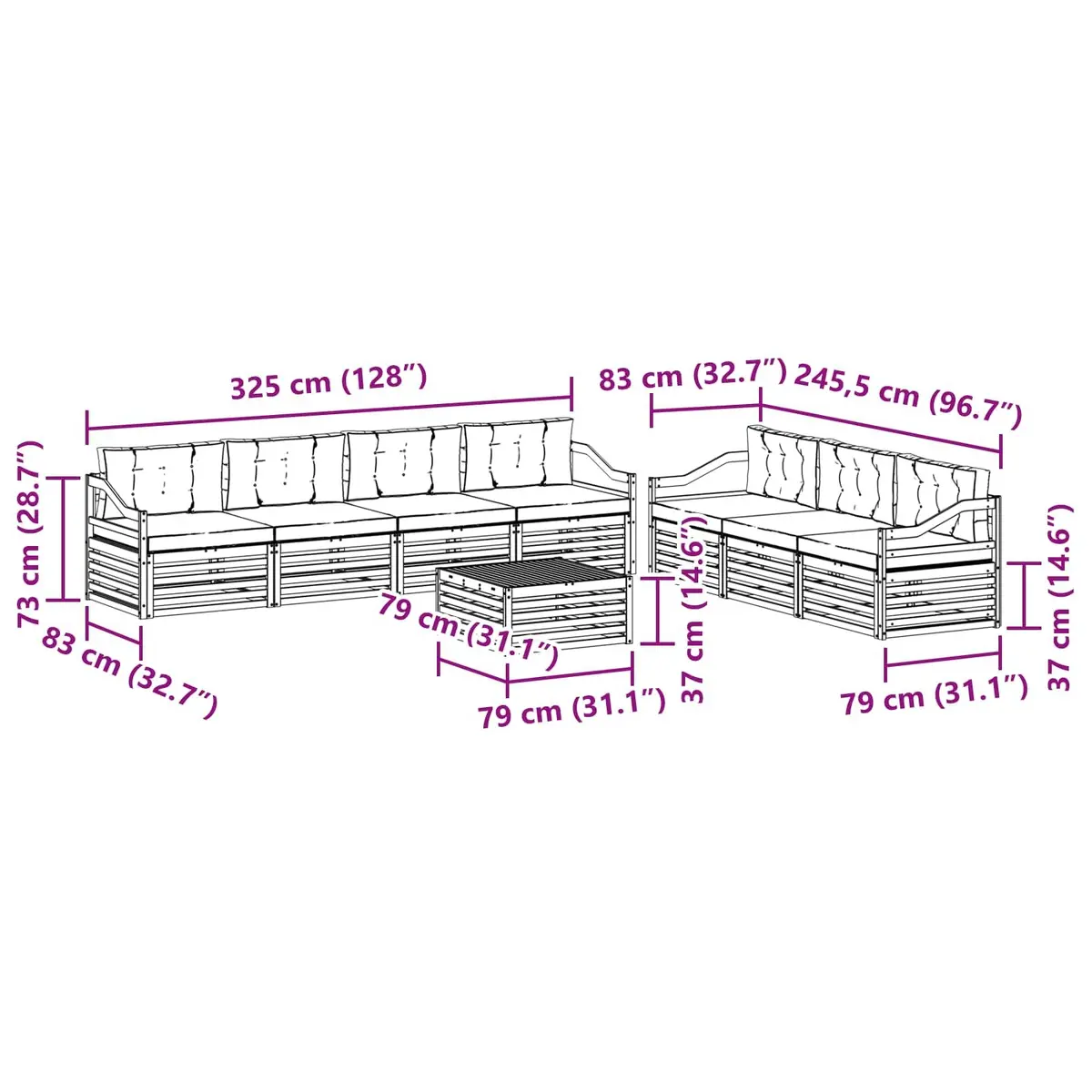 8 Piece Modular Sofa Set for Outdoor Living