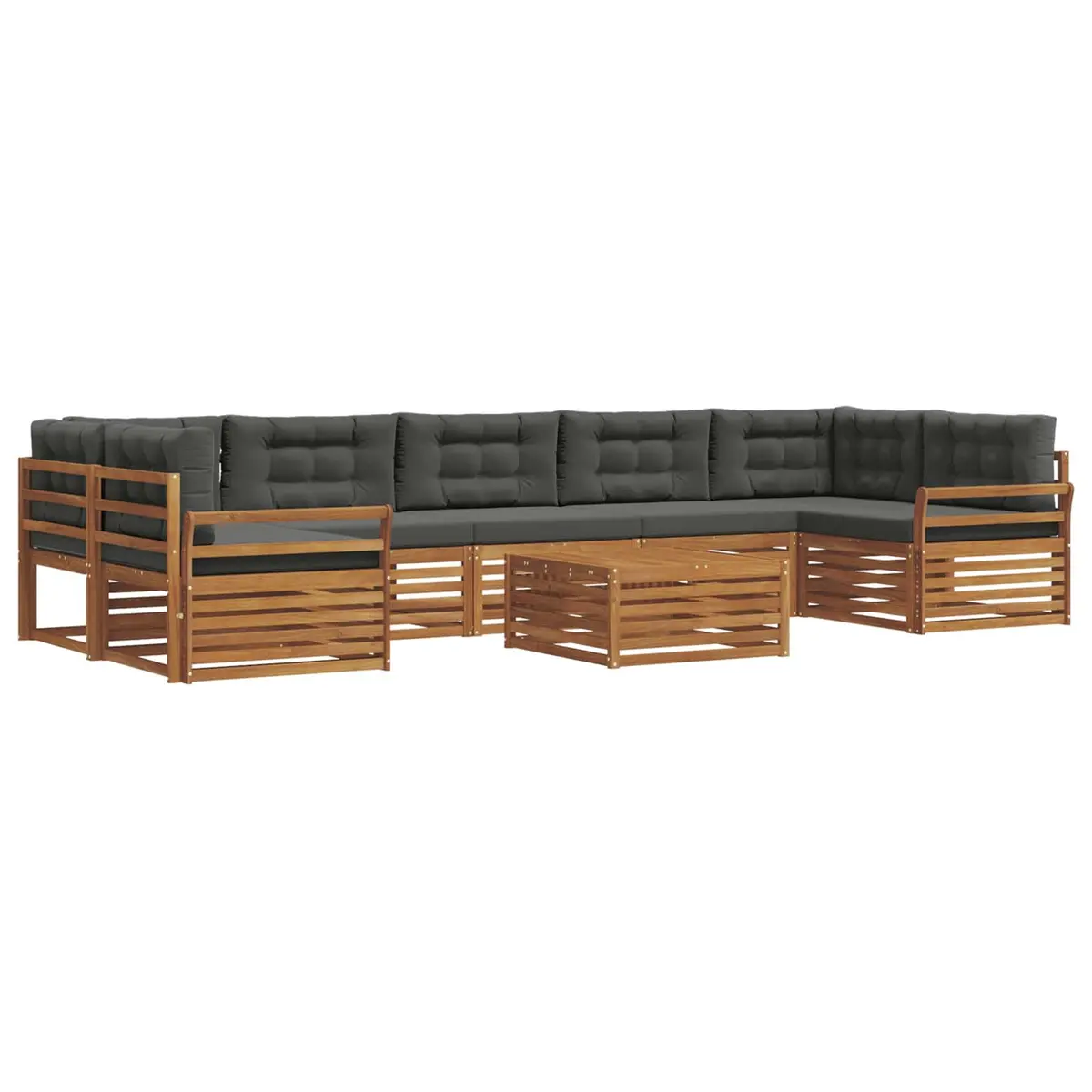Outdoor Sofa Set Modular Solid Acacia Wood 8 Pieces Natural Anthracite
