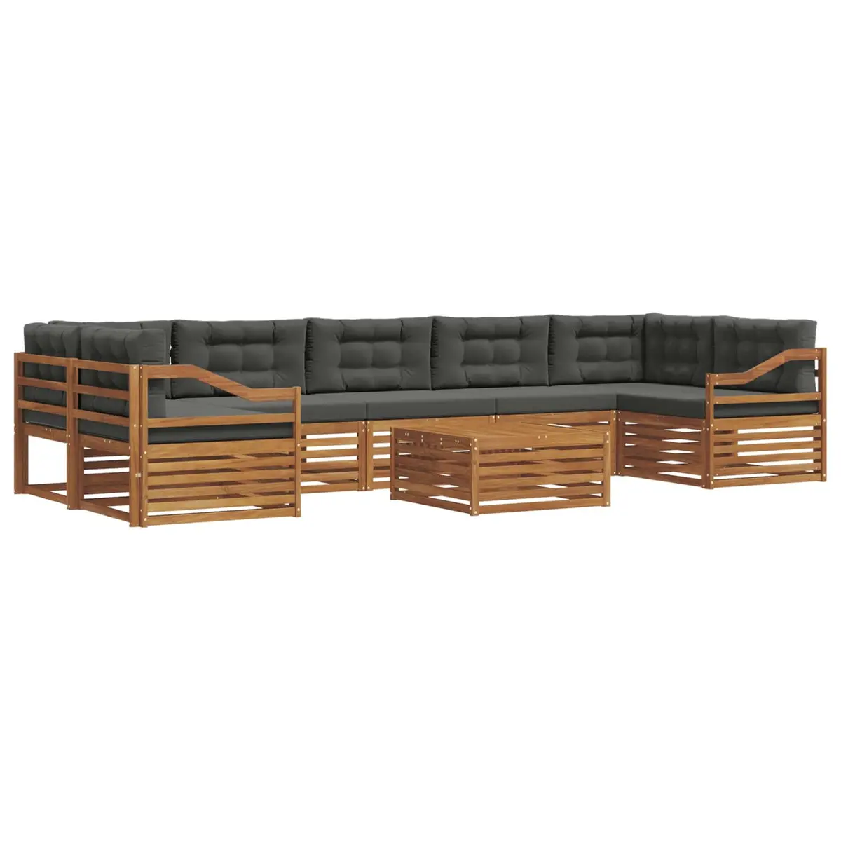 Outdoor Sofa Set 8 Pieces Garden Furniture Modular Lounge Seating Natural