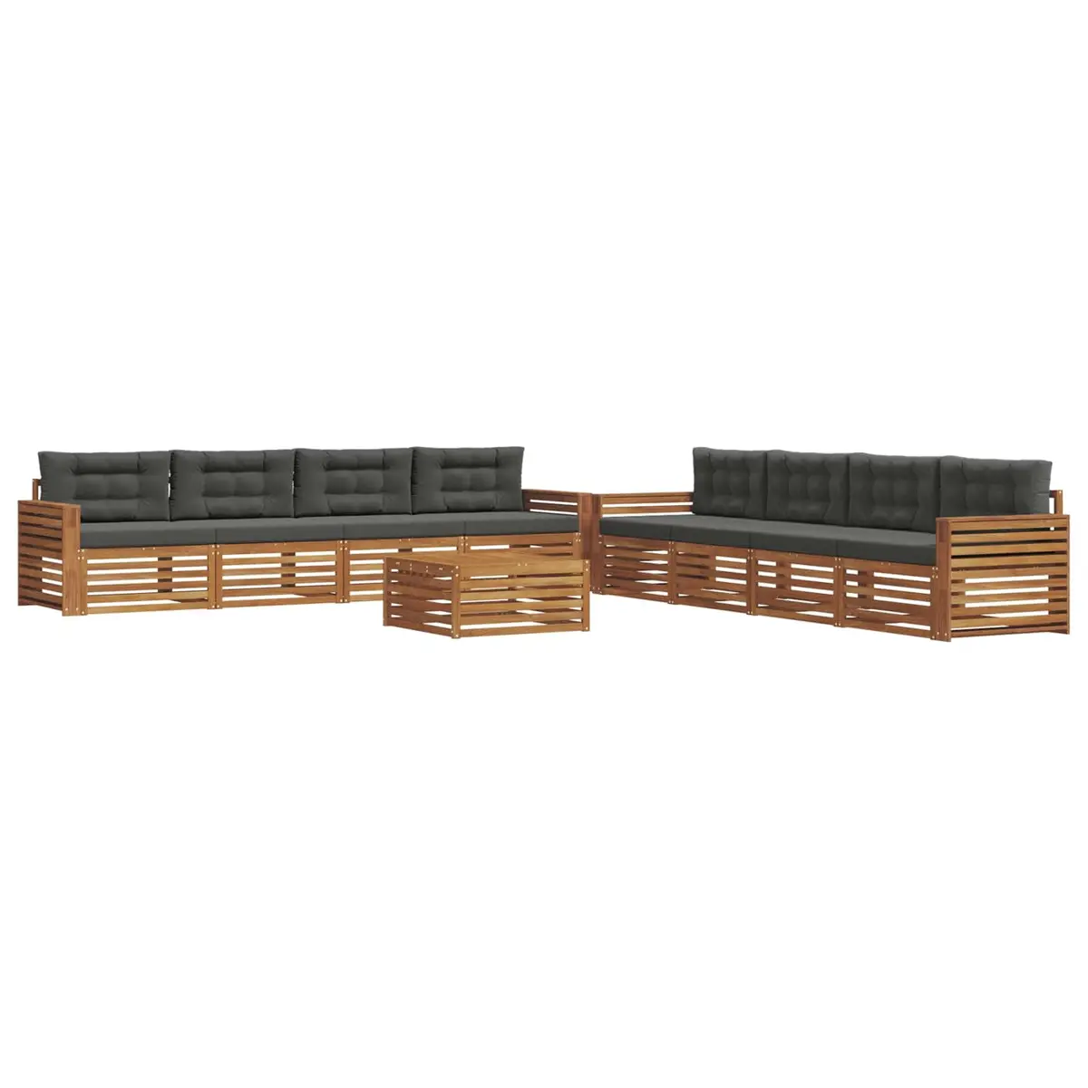 Outdoor Sofa Set 9 Pieces Modular Seating Garden Furniture Natural Anthracite