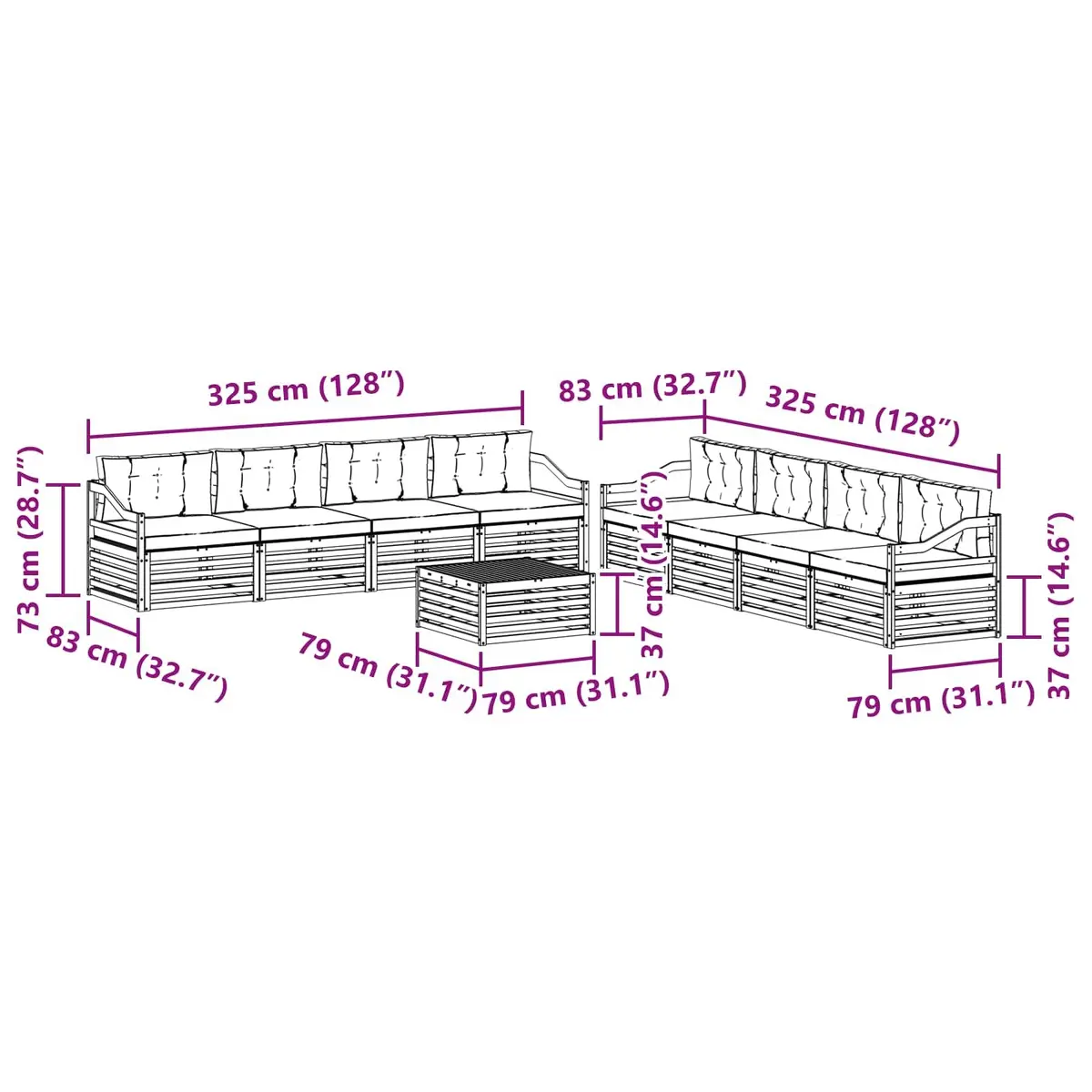 9-Piece Modular Sofa Set for Outdoor Living