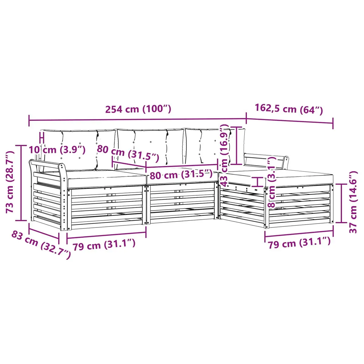 Outdoor Sofa Set for Garden and Terrace