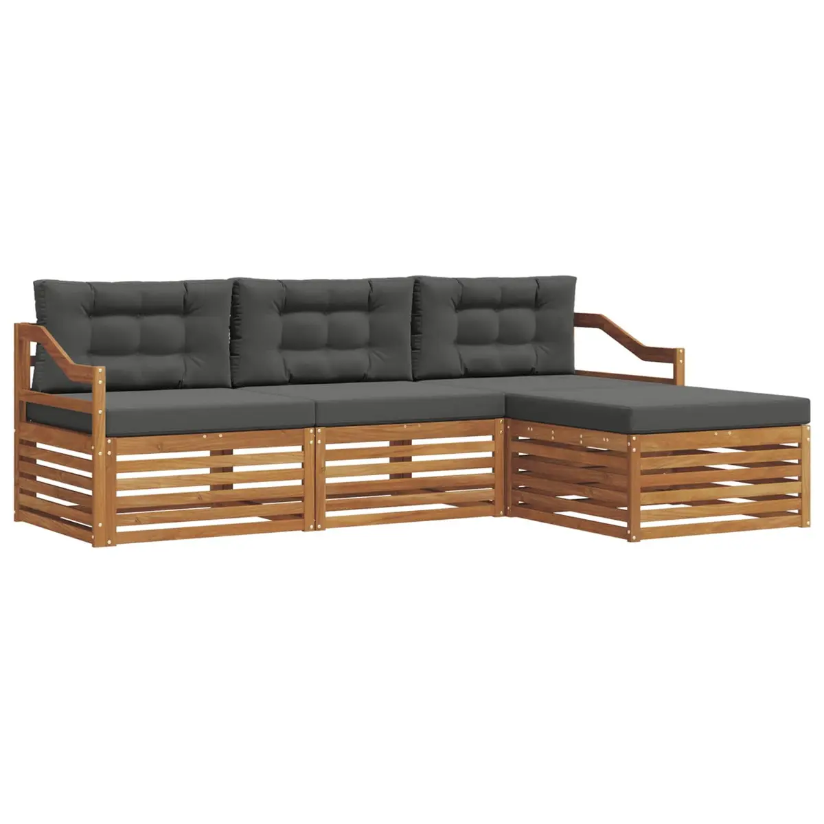 Outdoor Sofa Set Garden Furniture Natural Anthracite Acacia Wood Modular Seating