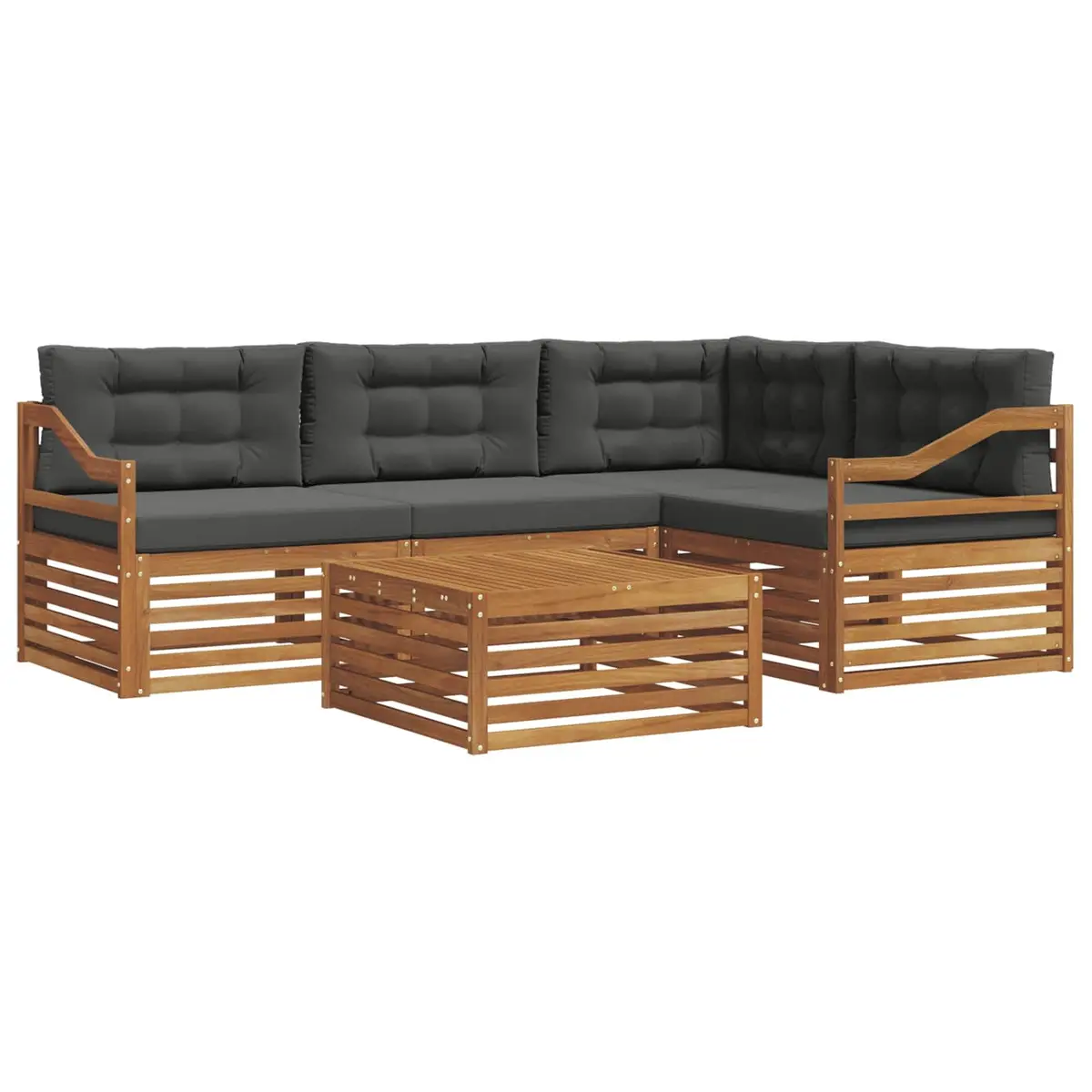 Outdoor Sofa Set 5 pcs Garden Furniture Modular Lounge with Cushions Brown