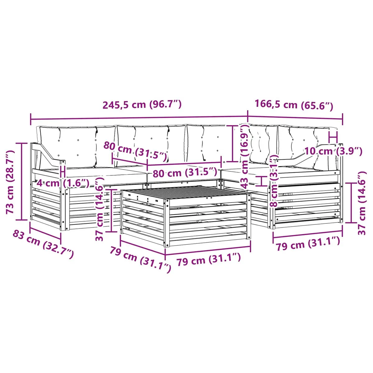 Outdoor Sofa Set 5 pcs Garden Furniture Modular Lounge with Cushions Brown