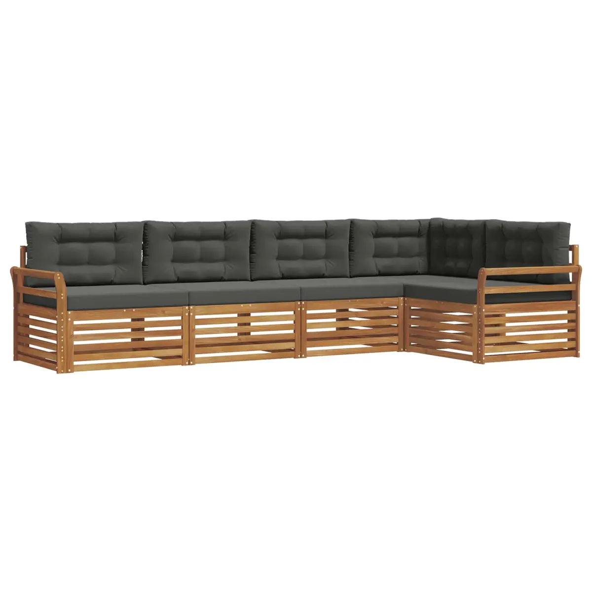 Outdoor Sofa Set 5 Pieces Garden Furniture Acacia Wood with Cushions Brown