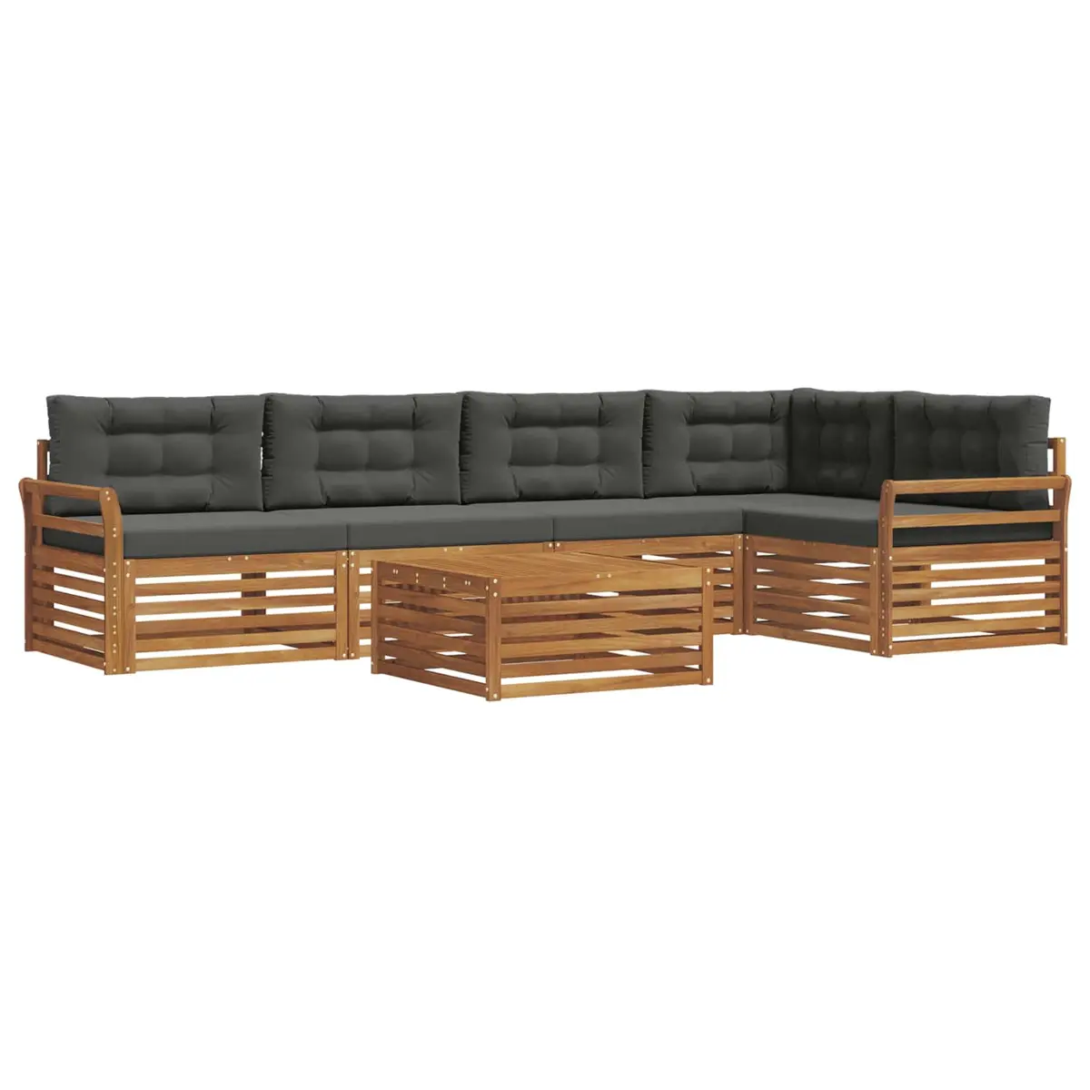 Outdoor Sofa Set Solid Acacia Wood 6 Piece Modern Brown Anthracite