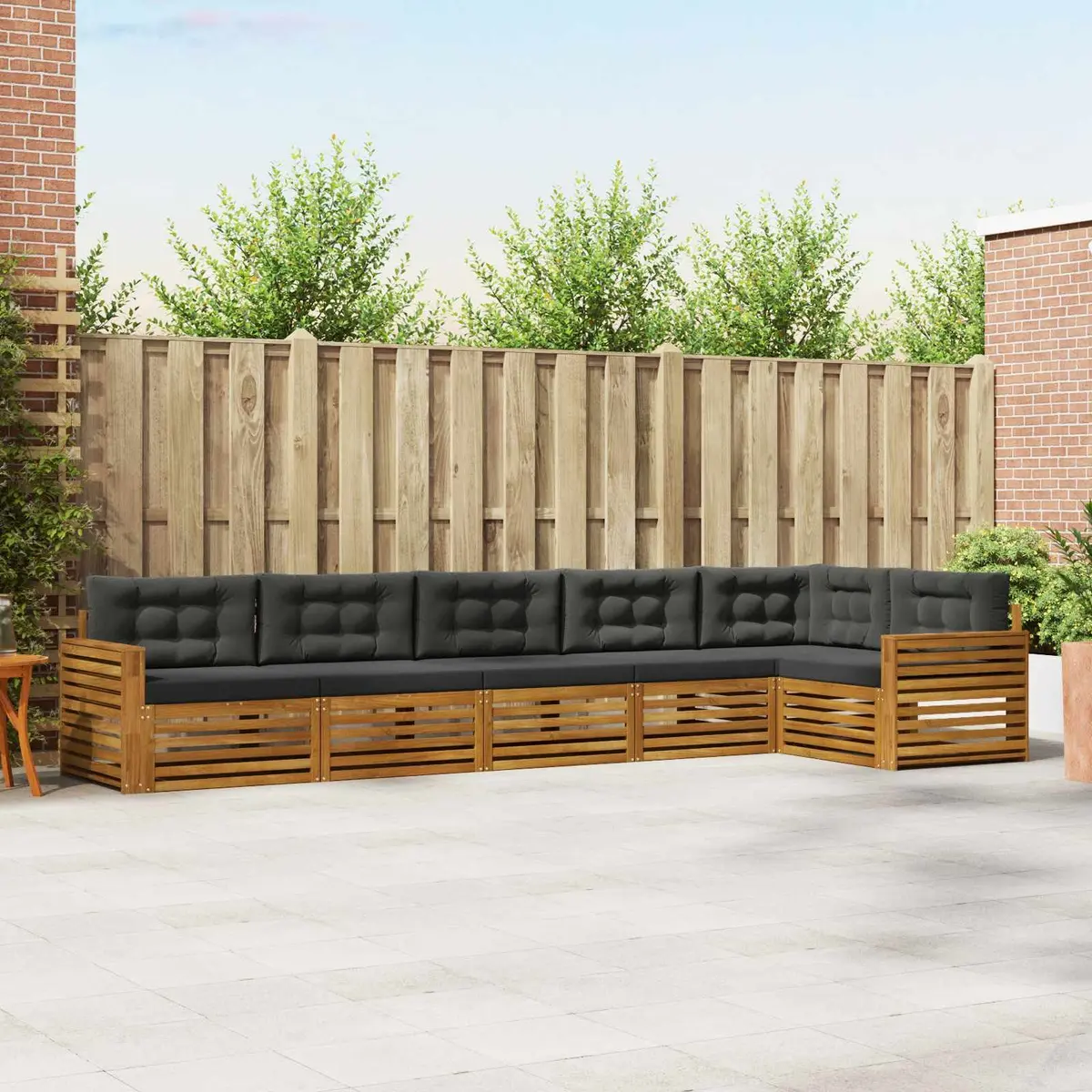 Outdoor Sofa Set Solid Acacia Wood Modular 6 Piece Brown