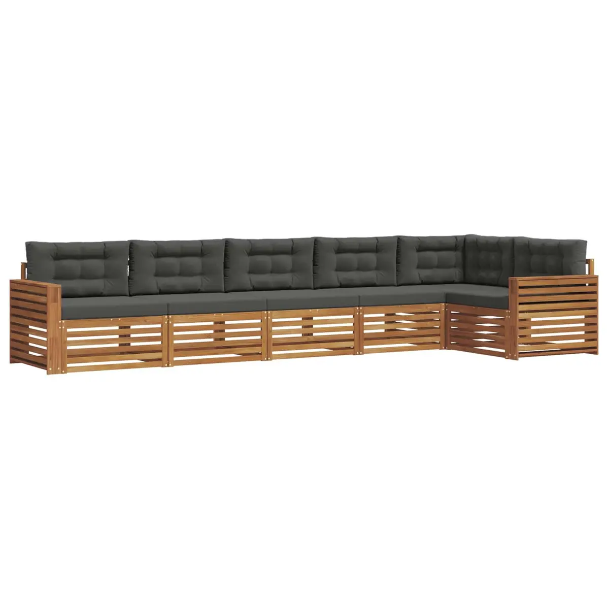 Outdoor Sofa Set Solid Acacia Wood Modular 6 Piece Brown