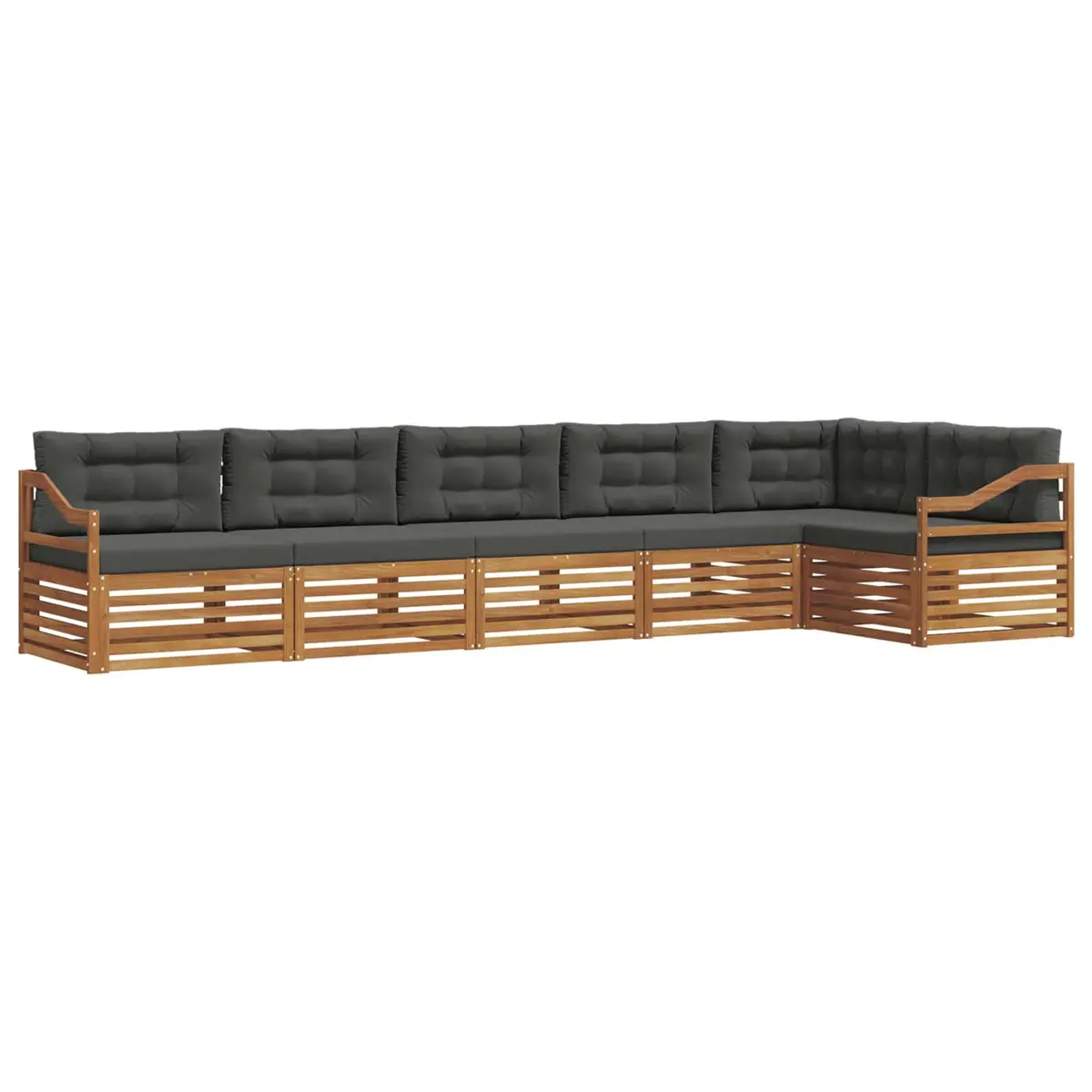 Outdoor Sofa Set Modular Acacia Wood 6 Piece Brown and Anthracite