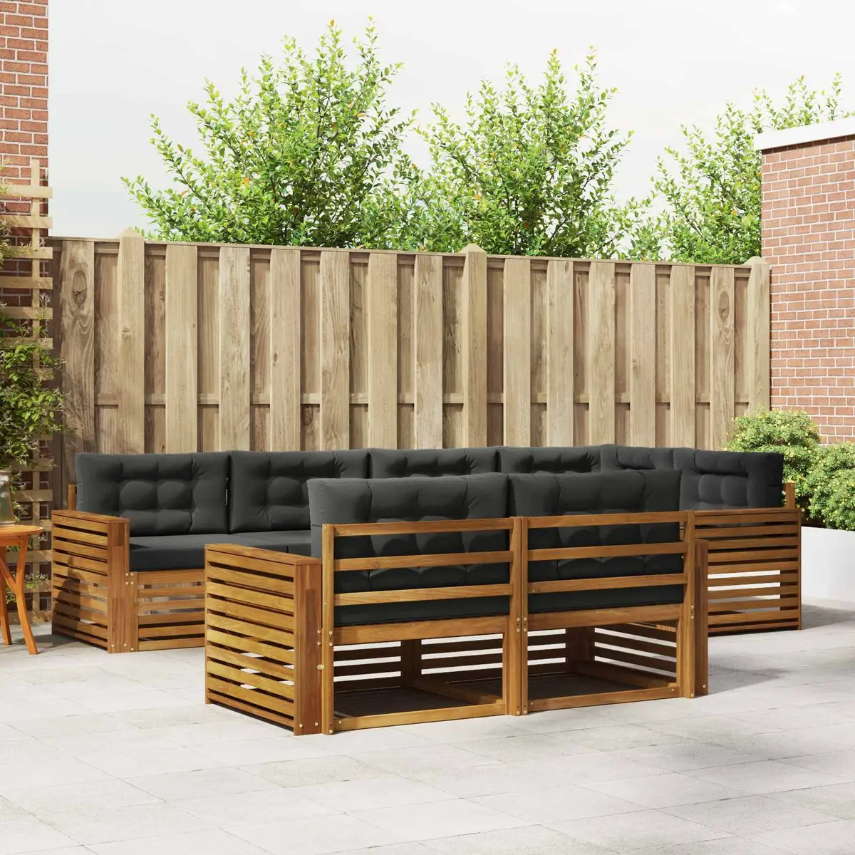 Outdoor Sofa Set Modular Solid Acacia Wood 7 Piece Natural Brown