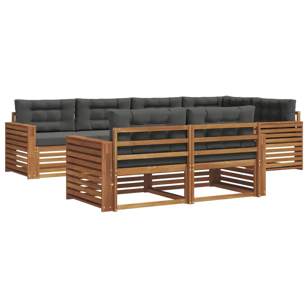 Outdoor Sofa Set Modular Solid Acacia Wood 7 Piece Natural Brown