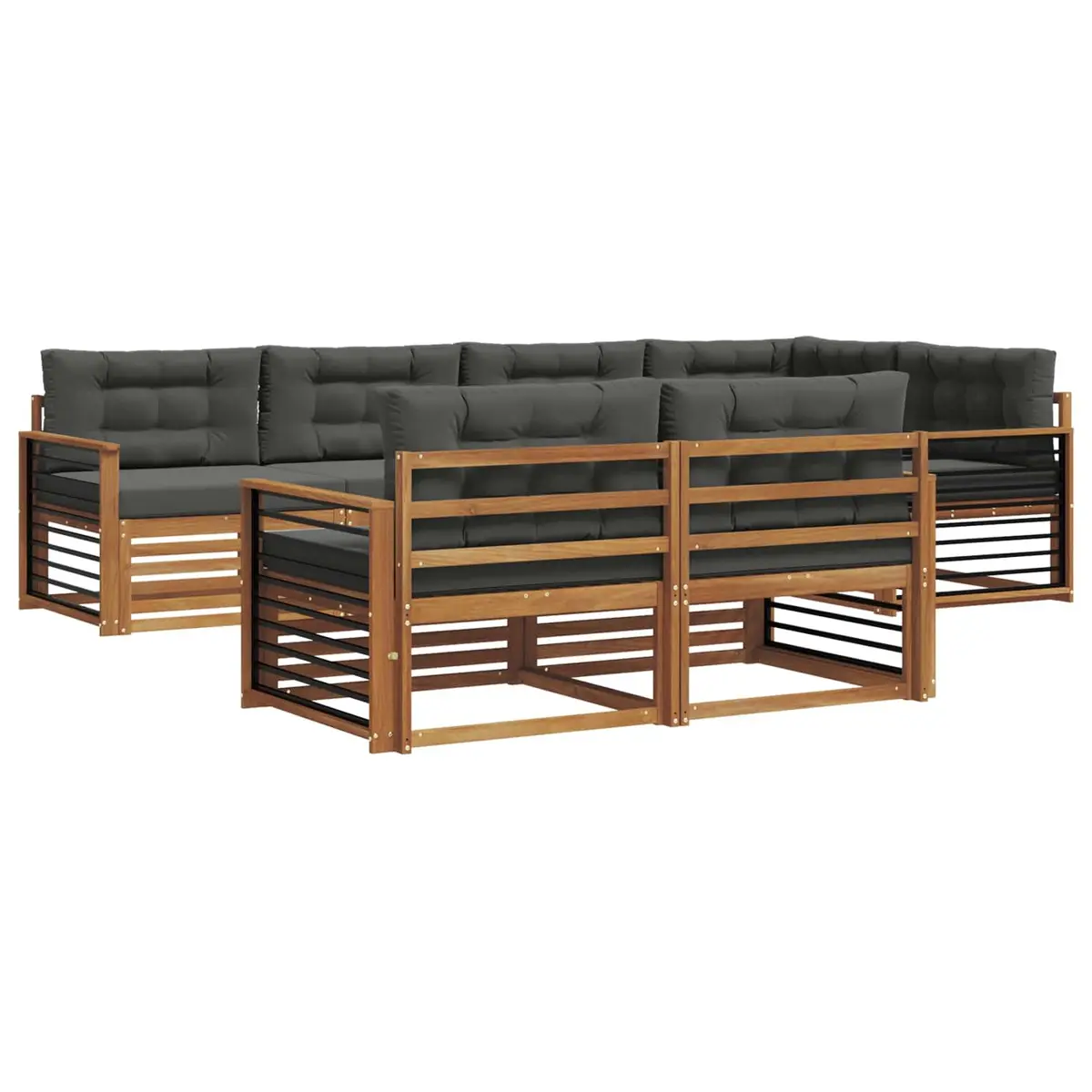 Outdoor Sofa Set Solid Acacia Wood 7 Piece Brown