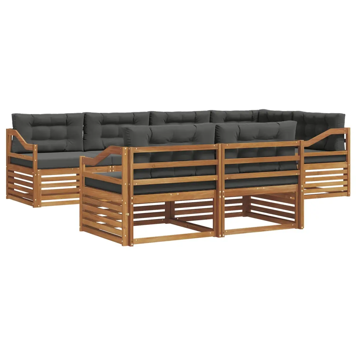 Outdoor Sofa Set 7 pcs Garden Furniture Lounge Seating with Cushions Brown