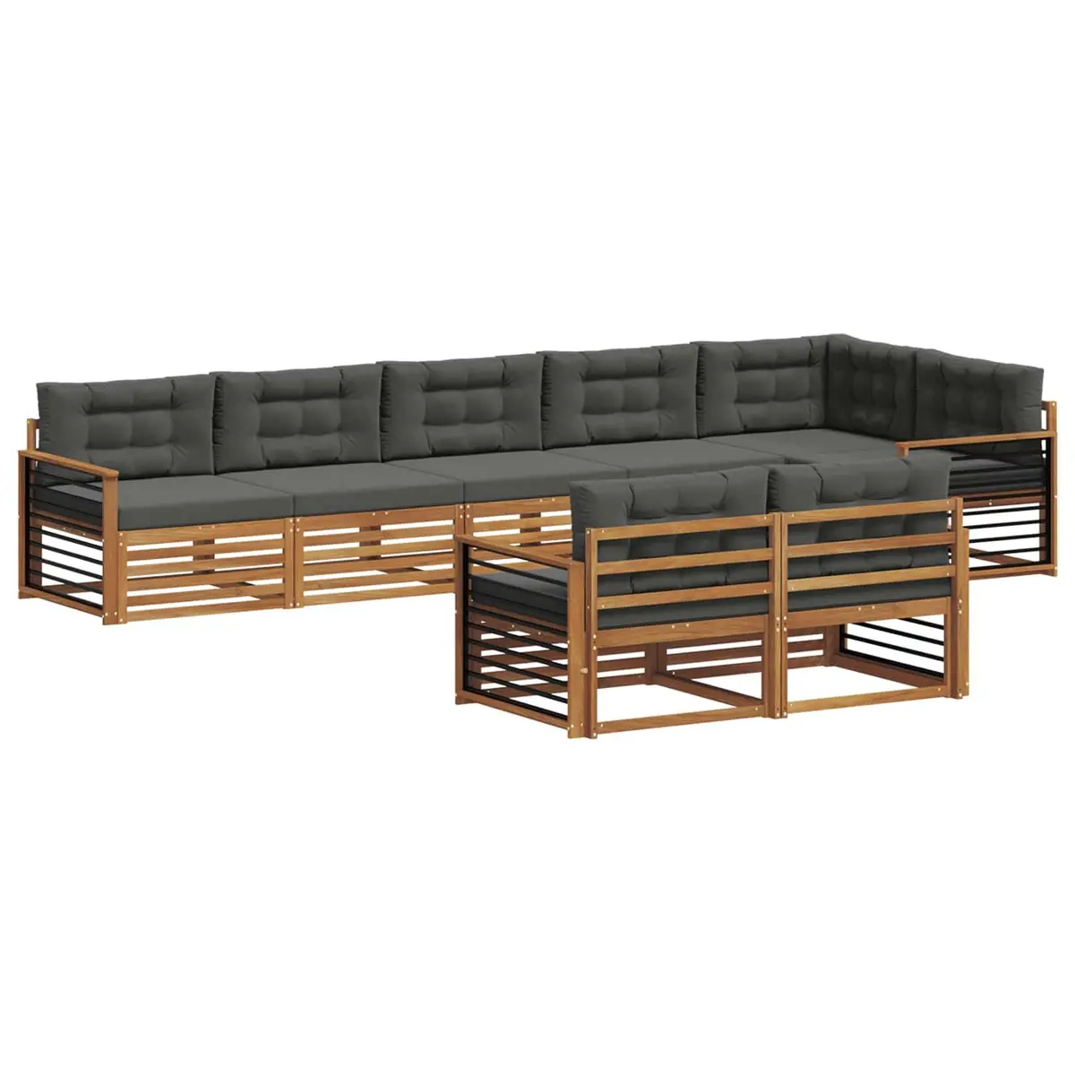 Outdoor Sofa Set Solid Acacia Wood Modular 8 Piece Natural Brown