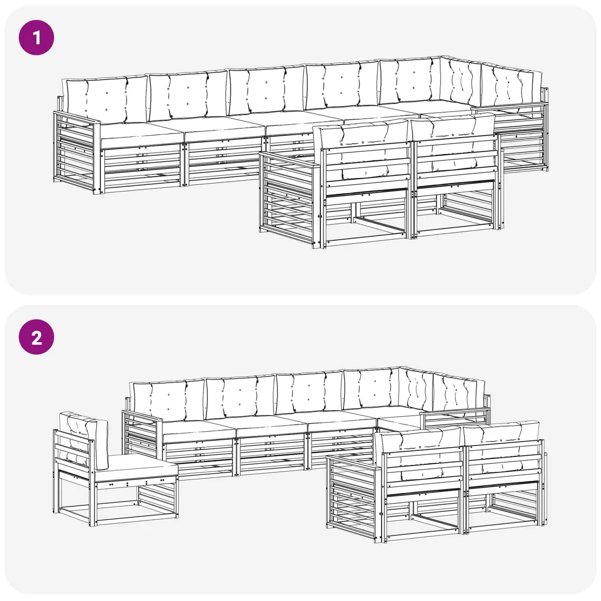 Outdoor Sofa Set Solid Acacia Wood Modular 8 Piece Natural Brown