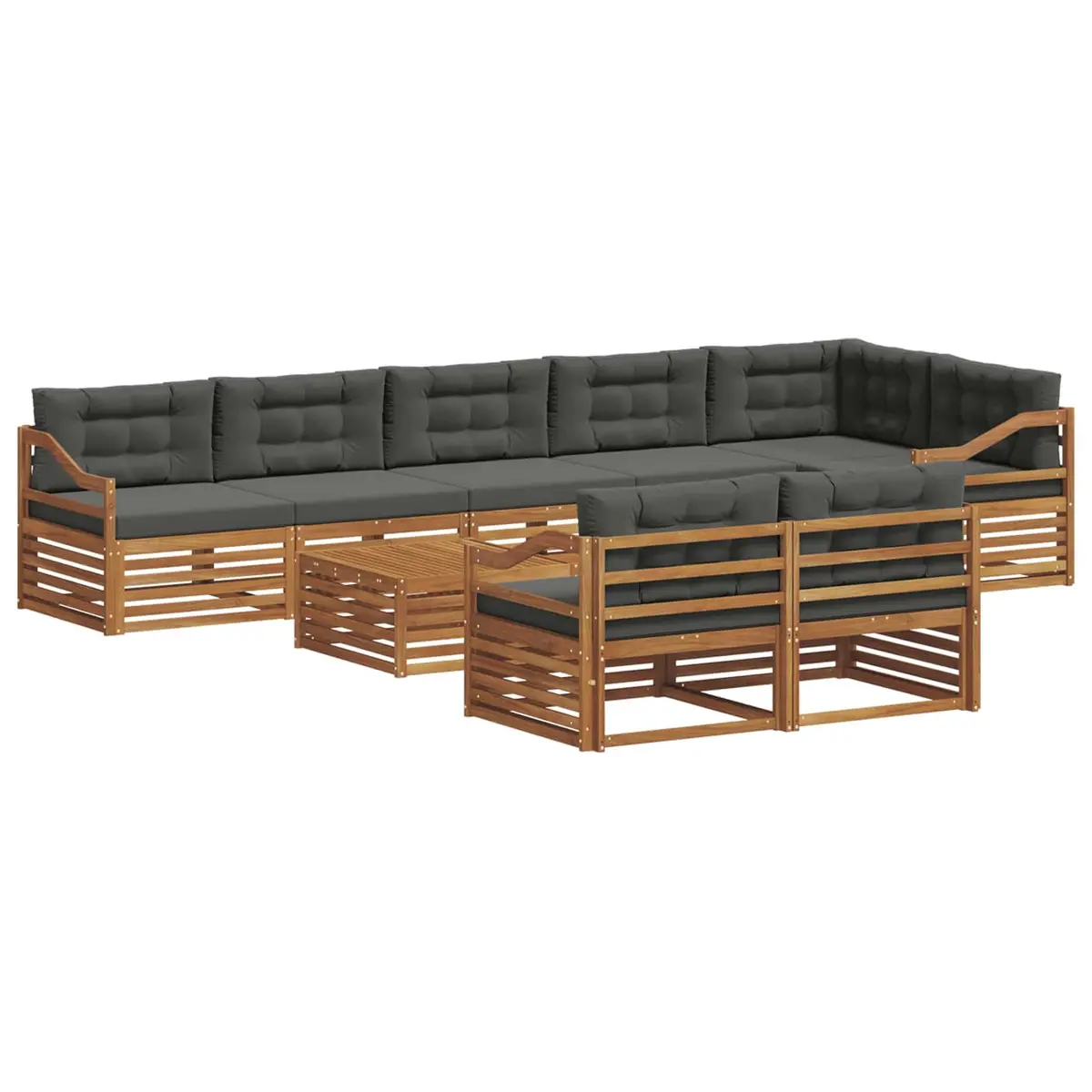 Outdoor Sofa Set 9 Pieces Garden Furniture Modular Sectional with Cushions