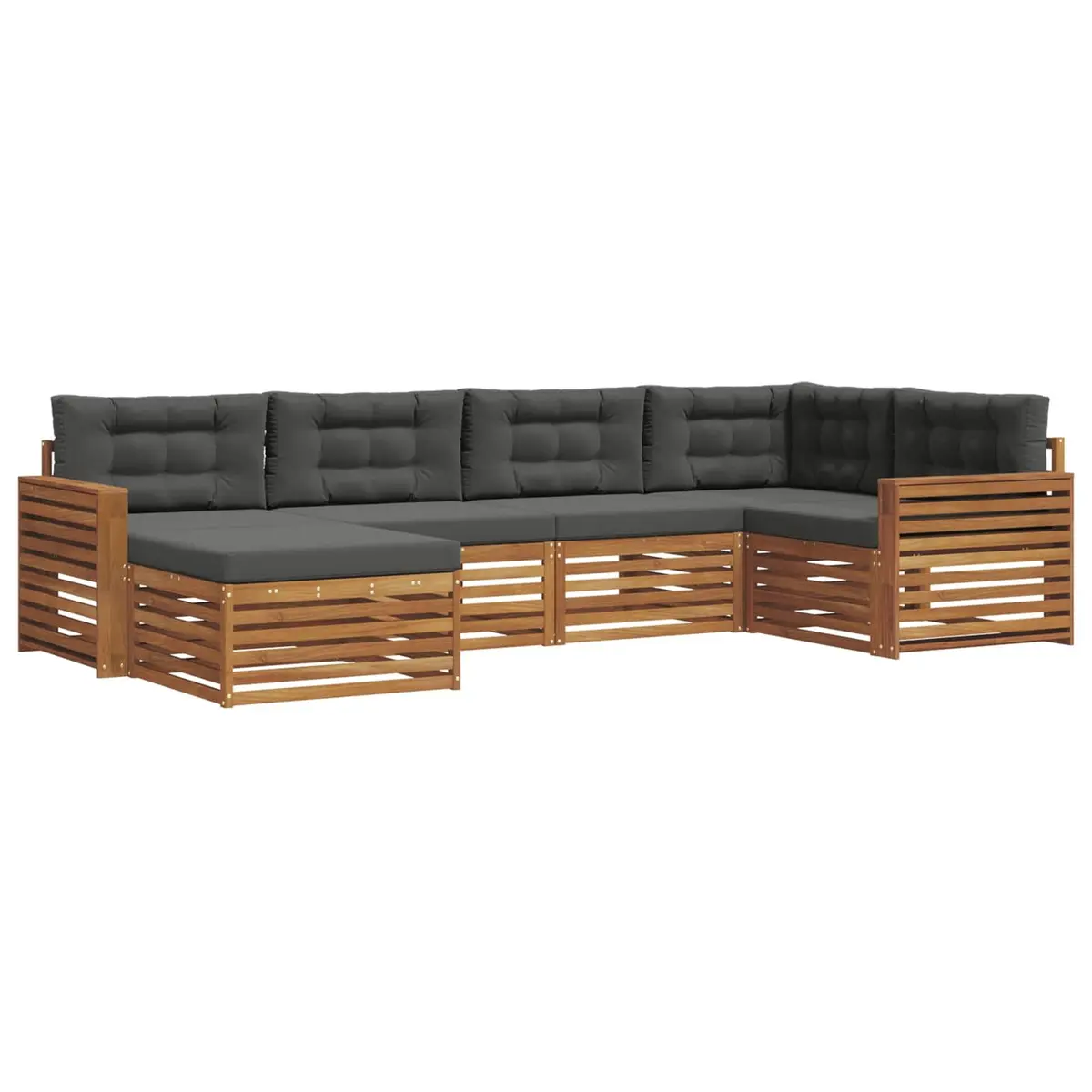 Outdoor Sofa Set 6 pcs Garden Furniture with Cushion Natural Anthracite