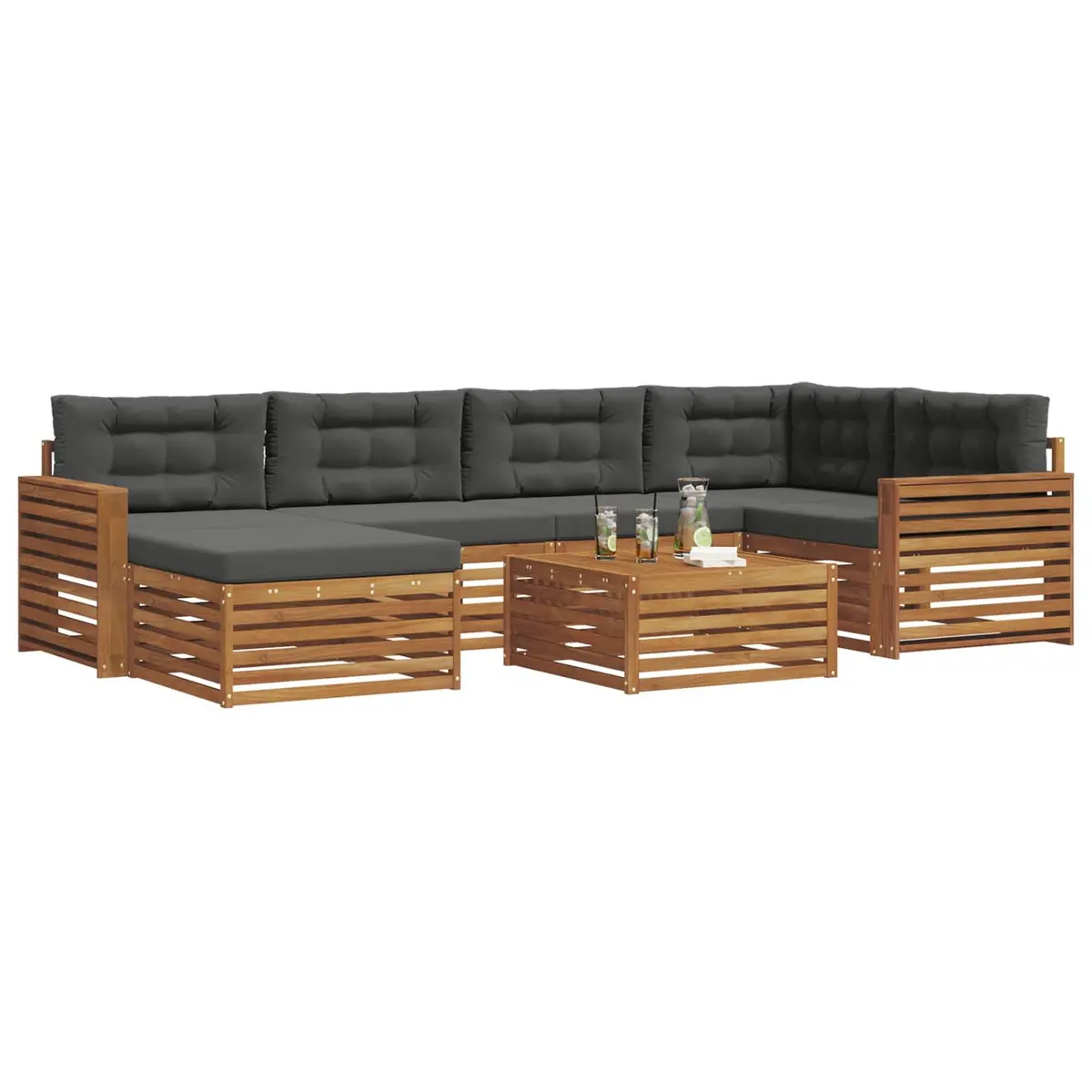 Outdoor Sofa Set 7 Piece Acacia Wood Garden Furniture with Cushions Lounge