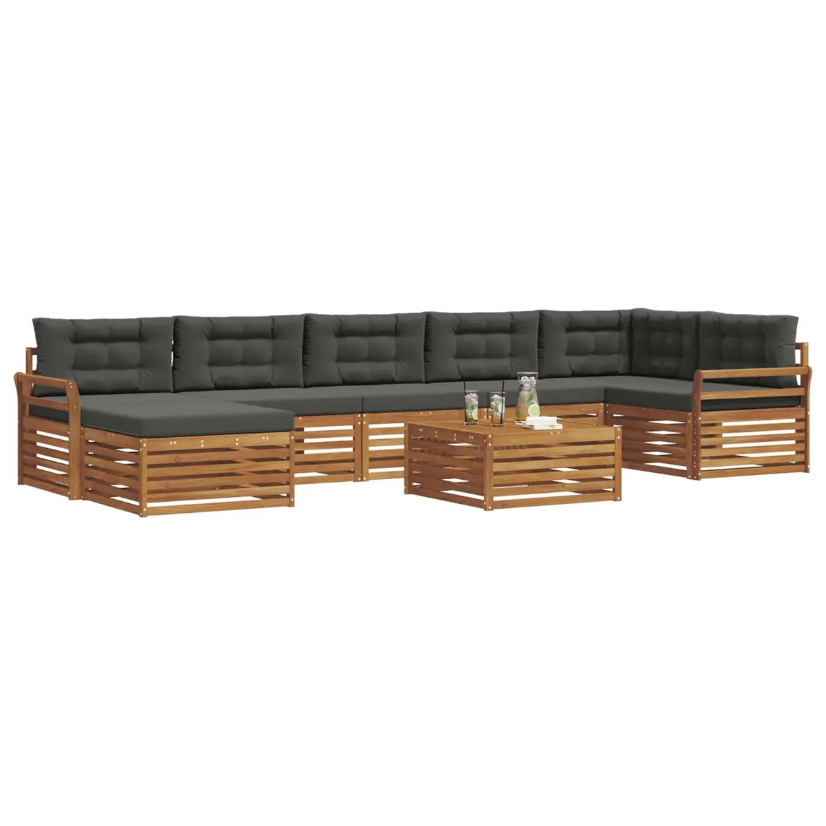 Outdoor Sectional Sofa Set 8 Pieces Garden Patio Furniture Modular Seating with