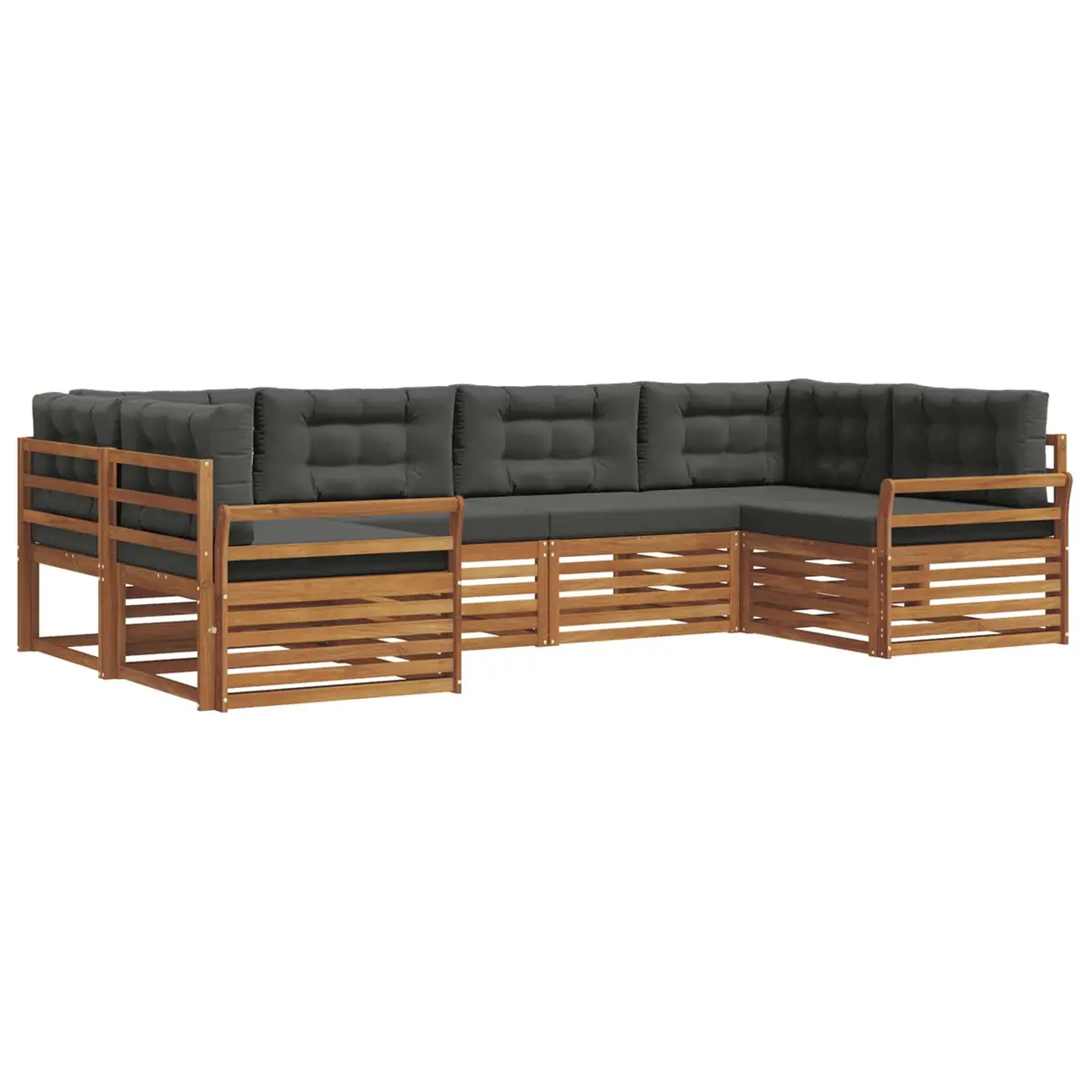 Outdoor Sofa Set 6 Piece Sectional Garden Furniture Natural Anthracite Acacia