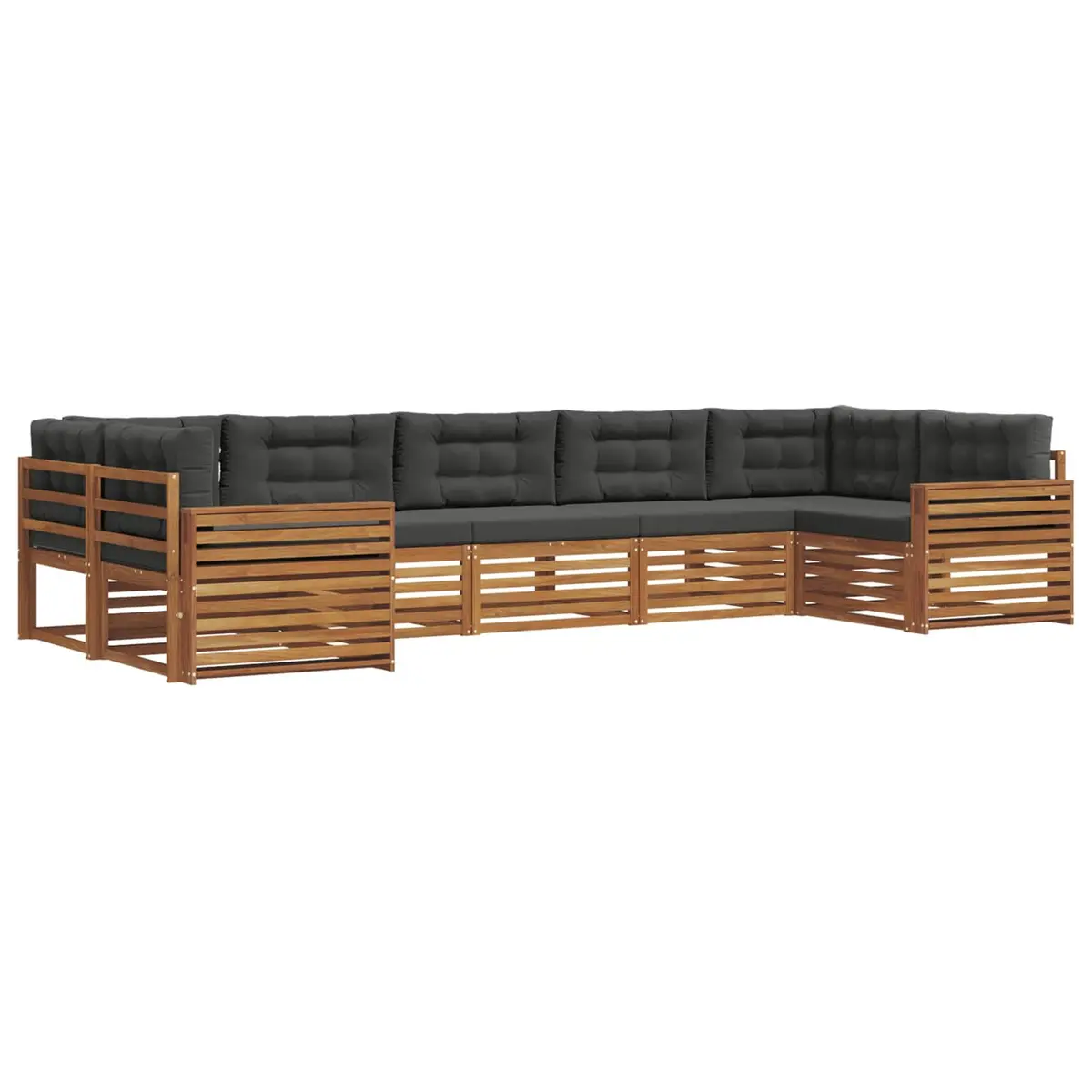 Outdoor Sectional Sofa Set Modular Solid Acacia Wood 7 Piece Warm Brown