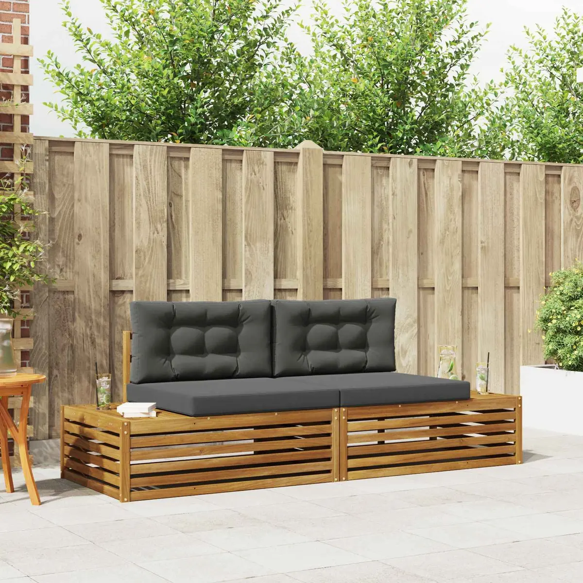 Modular Outdoor Sofa Set Solid Acacia Wood Brown Garden Furniture 2035x830x730mm