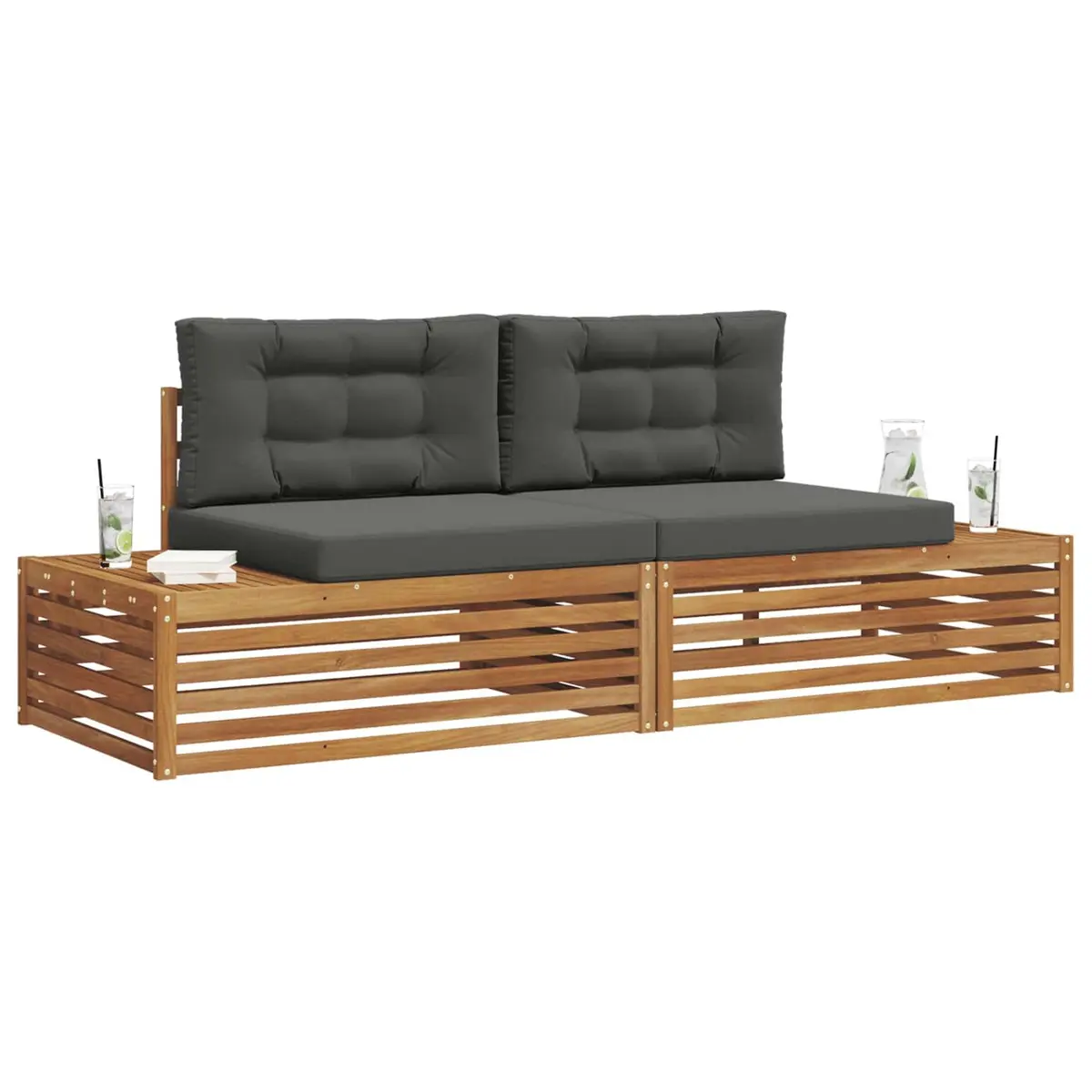 Modular Outdoor Sofa Set Solid Acacia Wood Brown Garden Furniture 2035x830x730mm