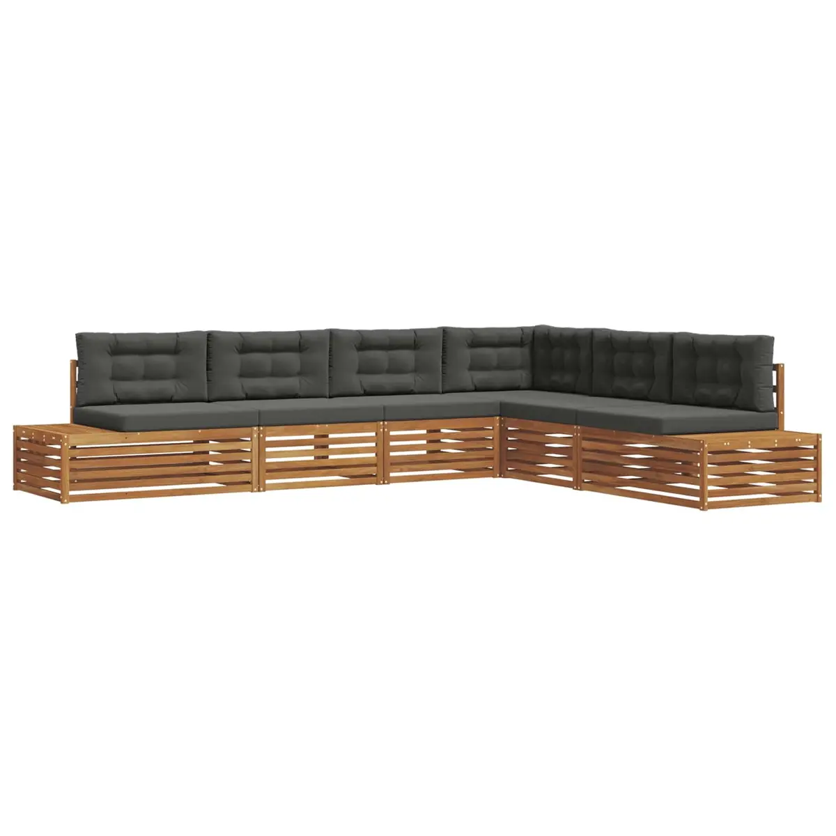 7 Piece Modular Garden Lounge Sofa Set Solid Acacia Wood Brown Patio Furniture