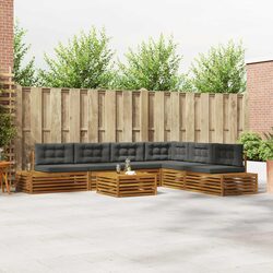 Outdoor Sectional Sofa Set 7 Piece Garden Furniture with Cushions Brown