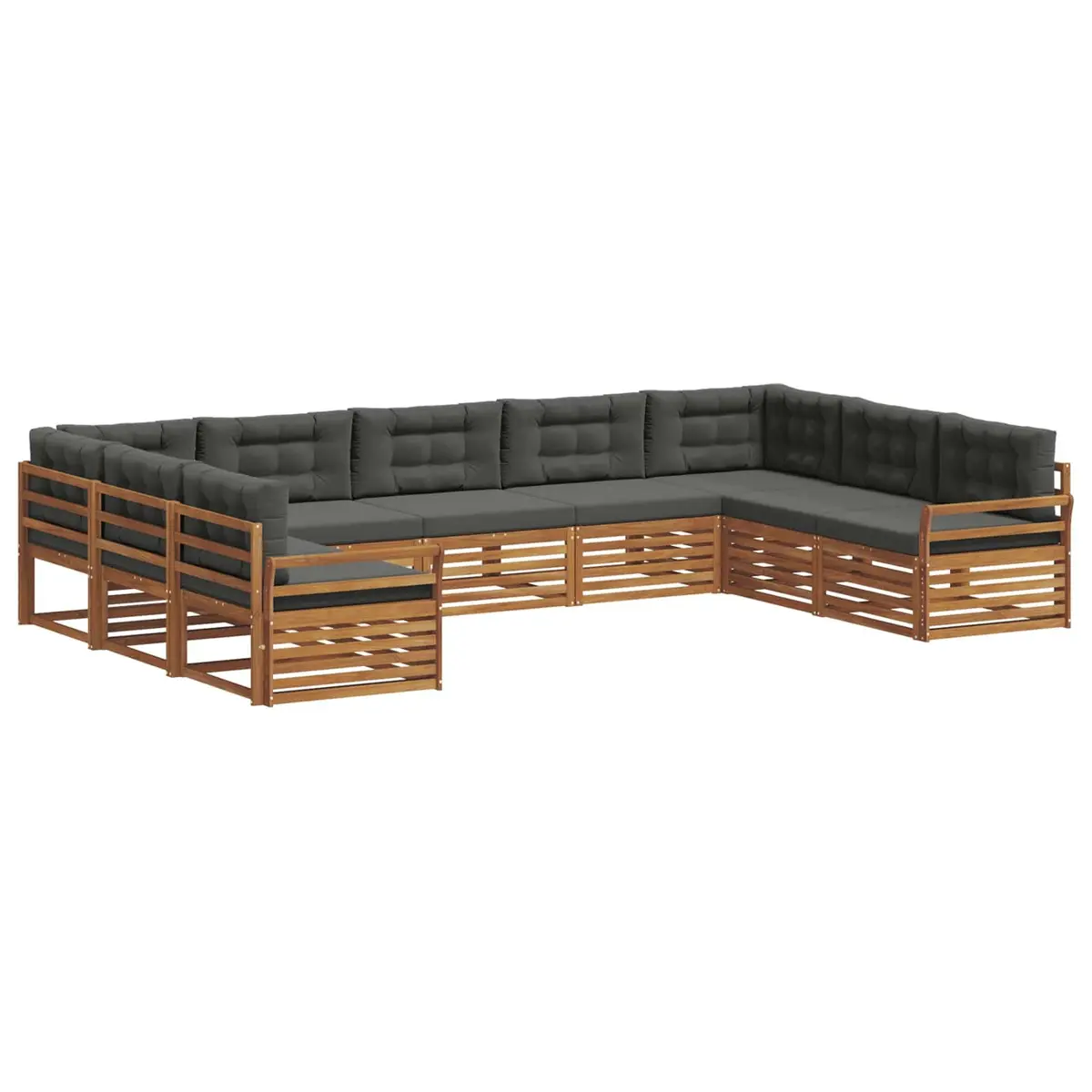 Outdoor Sofa Set 9 Pieces Garden Furniture Natural Anthracite Patio Seating