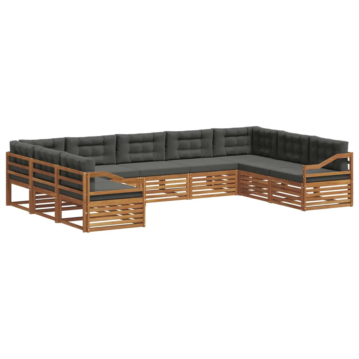 Outdoor Sofa Set Solid Acacia Wood Modular 9 Piece Natural Anthracite