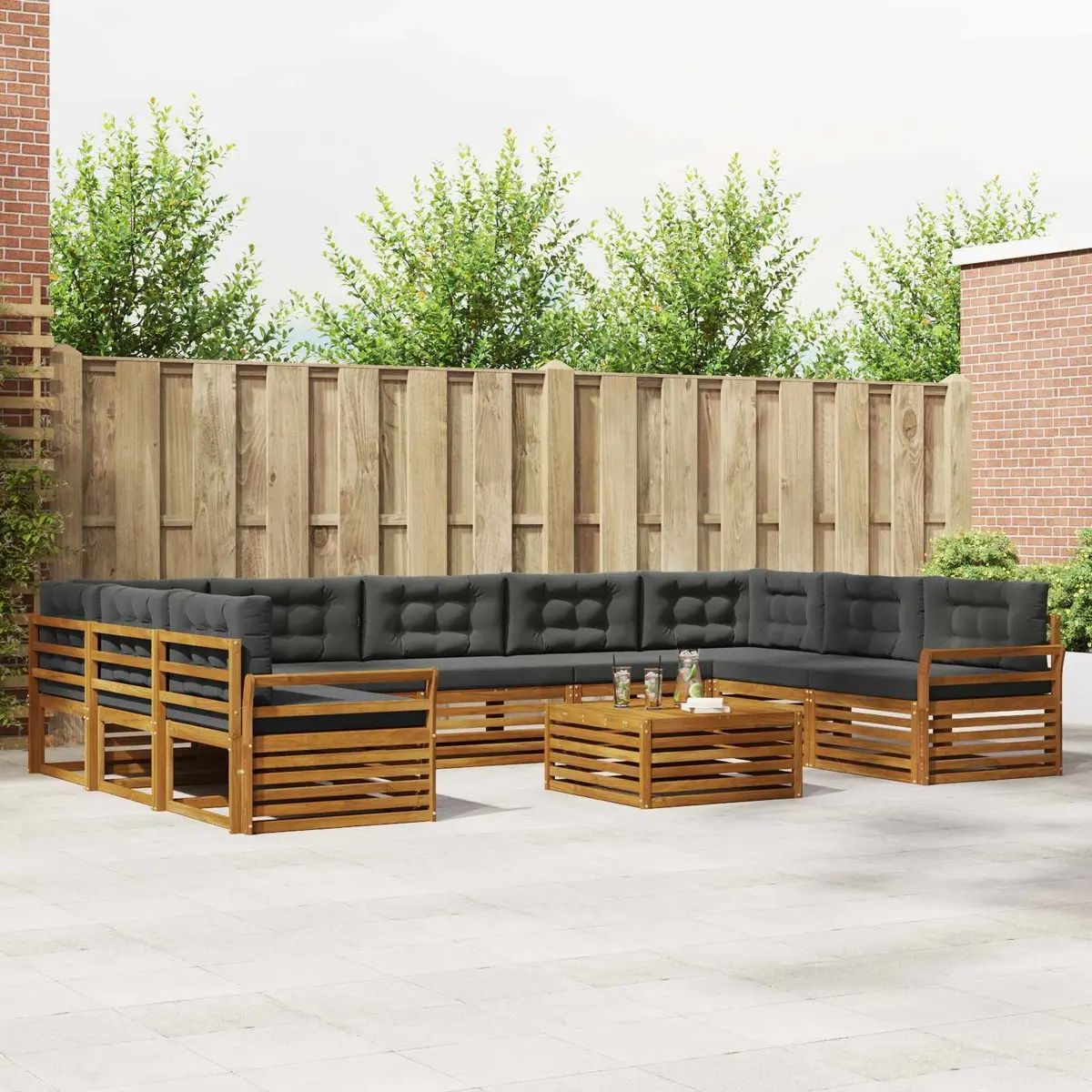 Outdoor Sofa Set 10 pcs Garden Furniture Modular Lounge with Cushions Natural