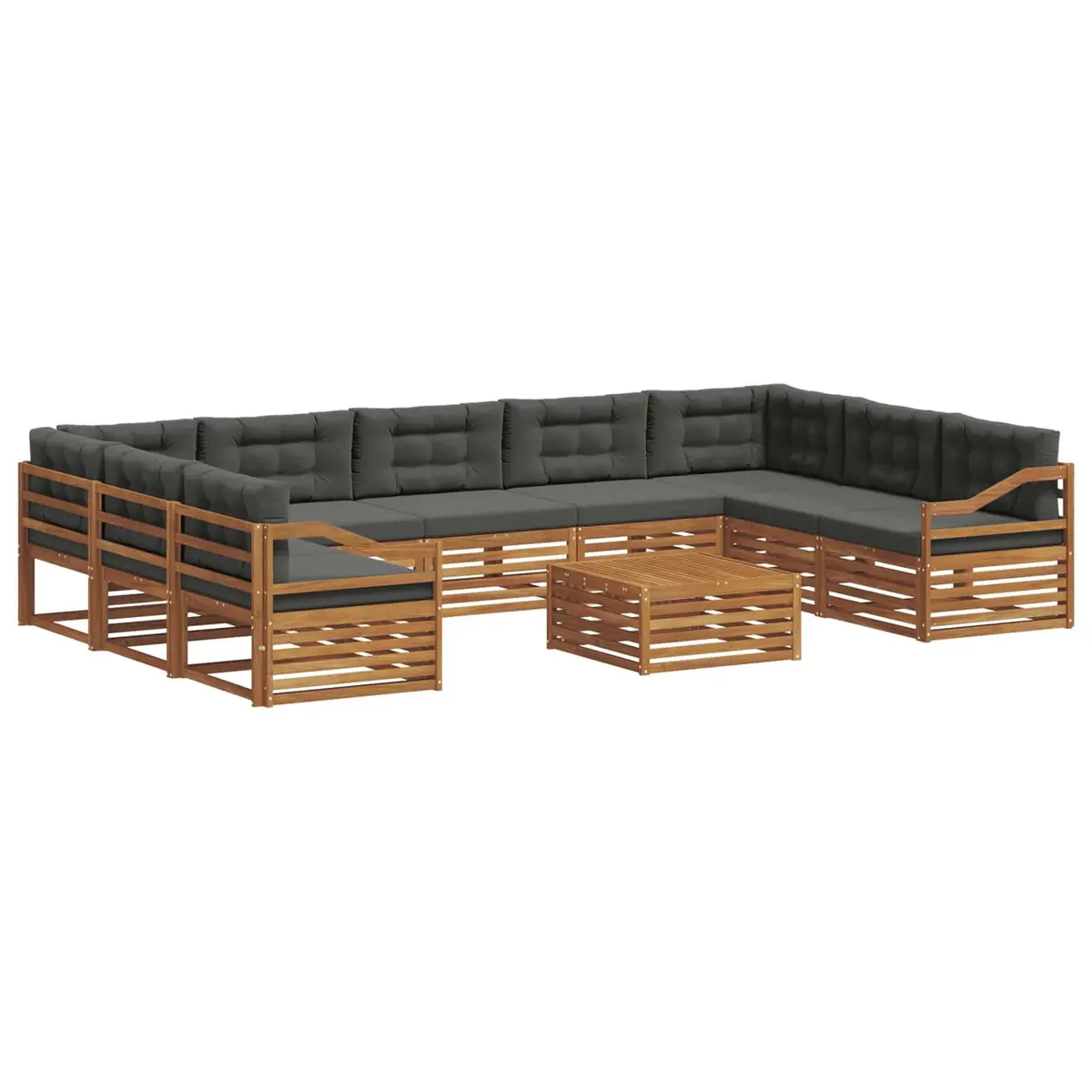 Outdoor Sofa Set 10 pcs Garden Furniture Modular Lounge with Cushions Natural