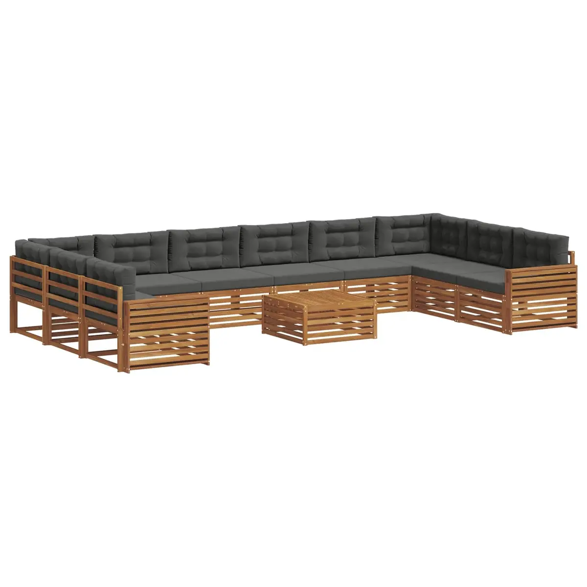 11 Piece Outdoor Modular Sofa Set Solid Acacia Wood Natural Anthracite Colour Garden Furniture